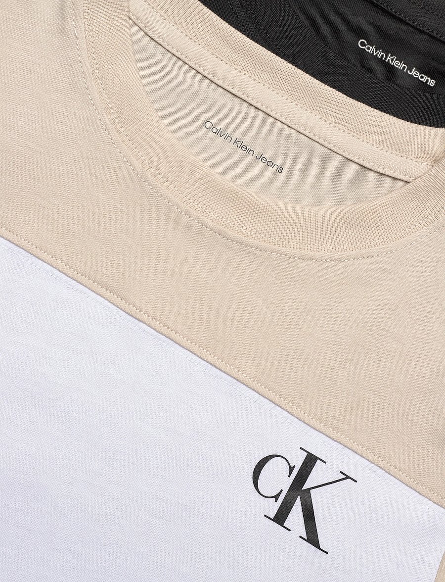 Calvin Klein - COLOR BLOCK 2-P T-SHIRTS - kortærmede t-shirts - oatmeal 13-0401 tcx - 5