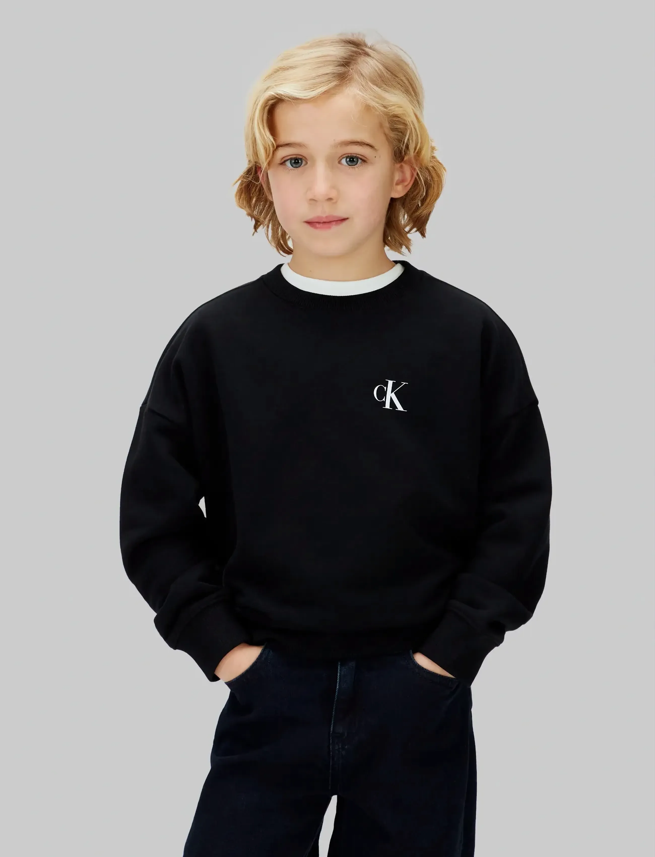 Calvin Klein Bridge Oversize Cn, Børn, Oversize Sweatshirt, Sort, Str: 152