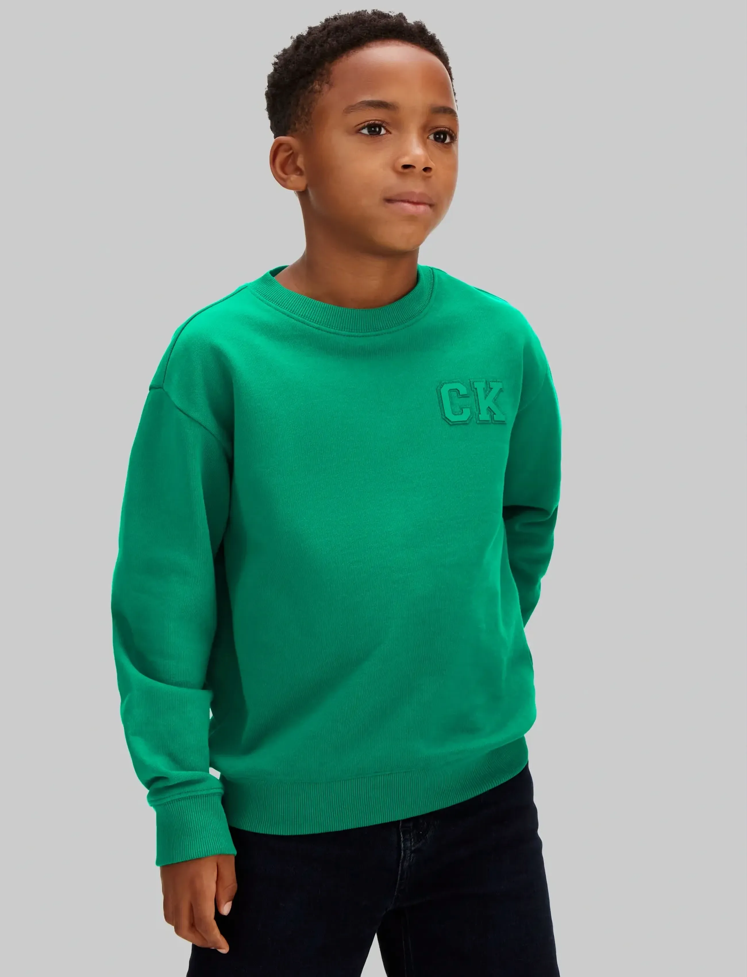 Calvin Klein RELAXED CREWNECK - Augšējais apģērbs - LUSH MEADOW 18-5845 TCX / green