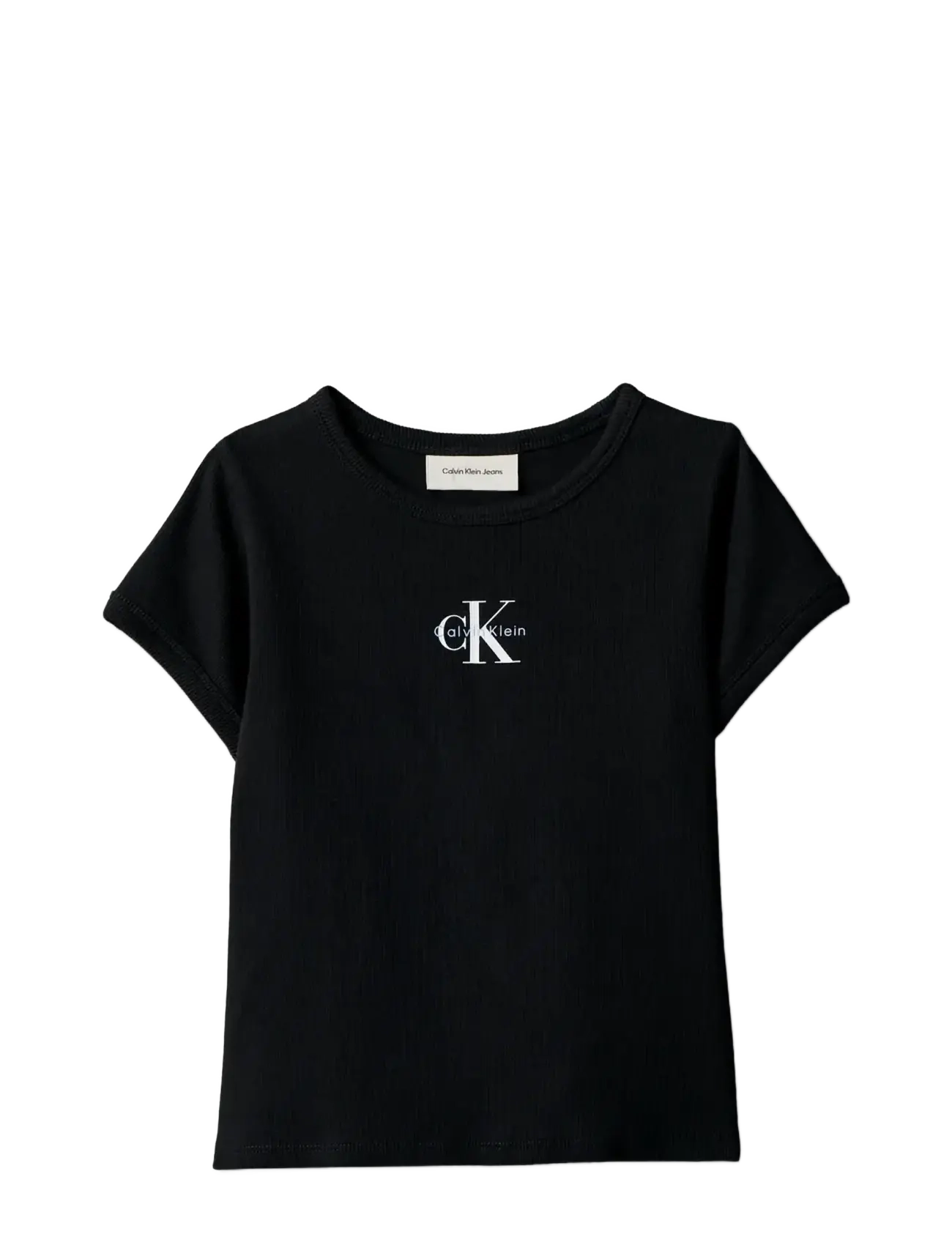Calvin Klein MONOLOGO RIB BABY TEE - Clothing - PVH BLACK / black