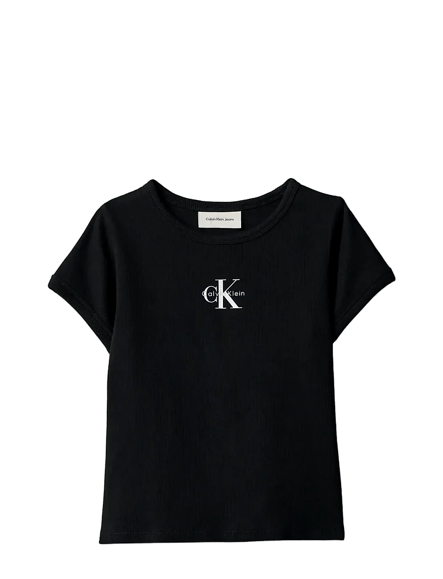 Calvin Klein - MONOLOGO RIB BABY TEE - t-shirts - pvh black - 1