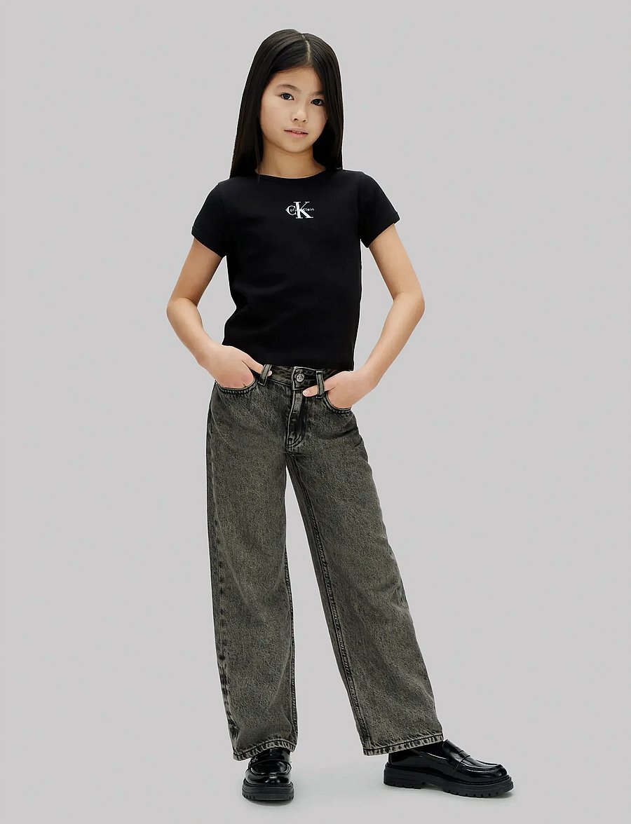 Calvin Klein - MONOLOGO RIB BABY TEE - t-shirts - pvh black - 2