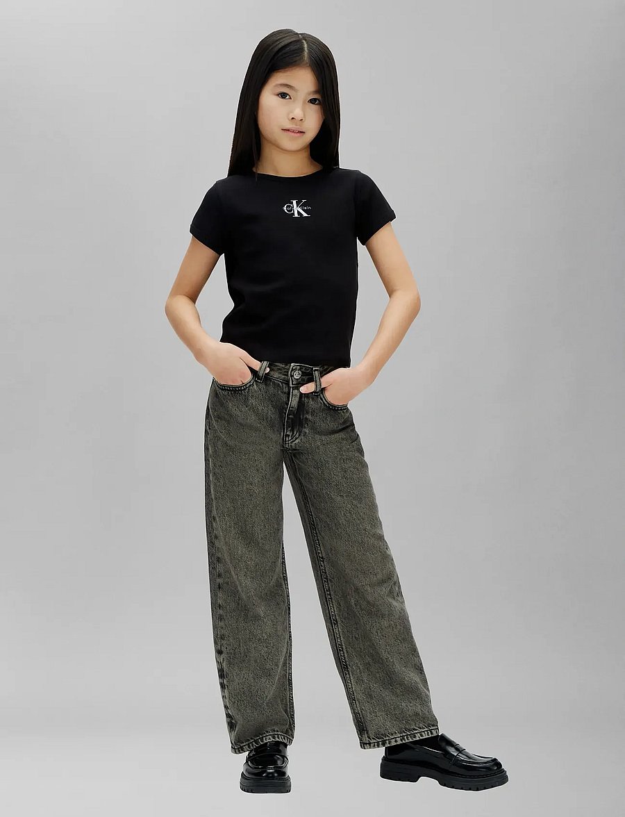 Calvin Klein - MONOLOGO RIB BABY TEE - t-shirts - pvh black - 5