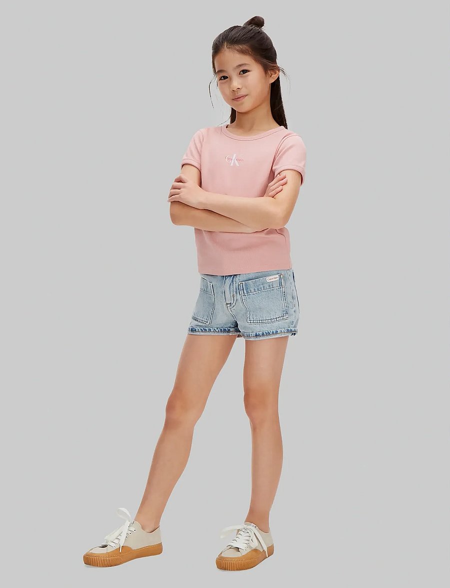 Calvin Klein - MONOLOGO RIB BABY TEE - t-shirts - quartz pink - 0