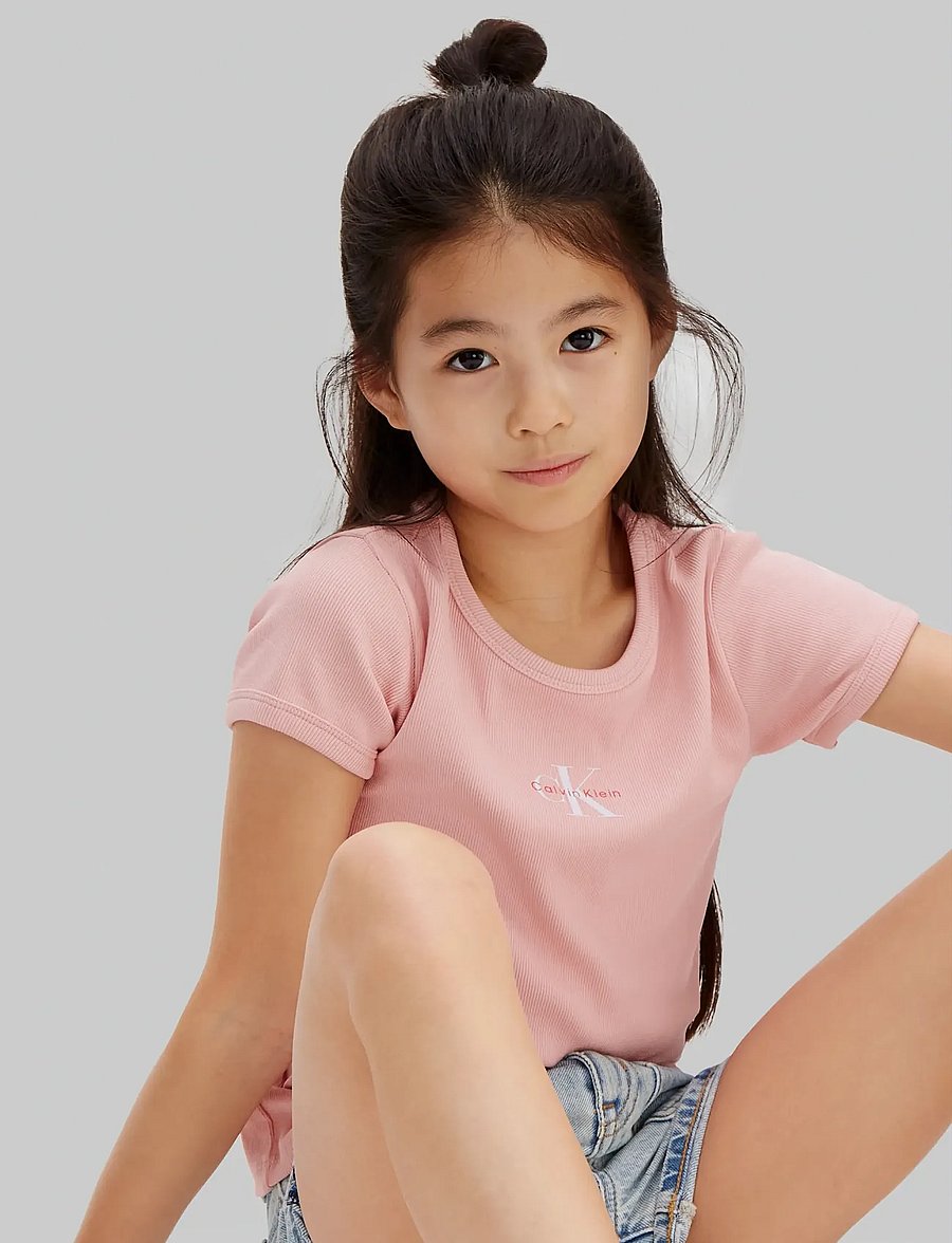 Calvin Klein - MONOLOGO RIB BABY TEE - t-shirts - quartz pink - 2