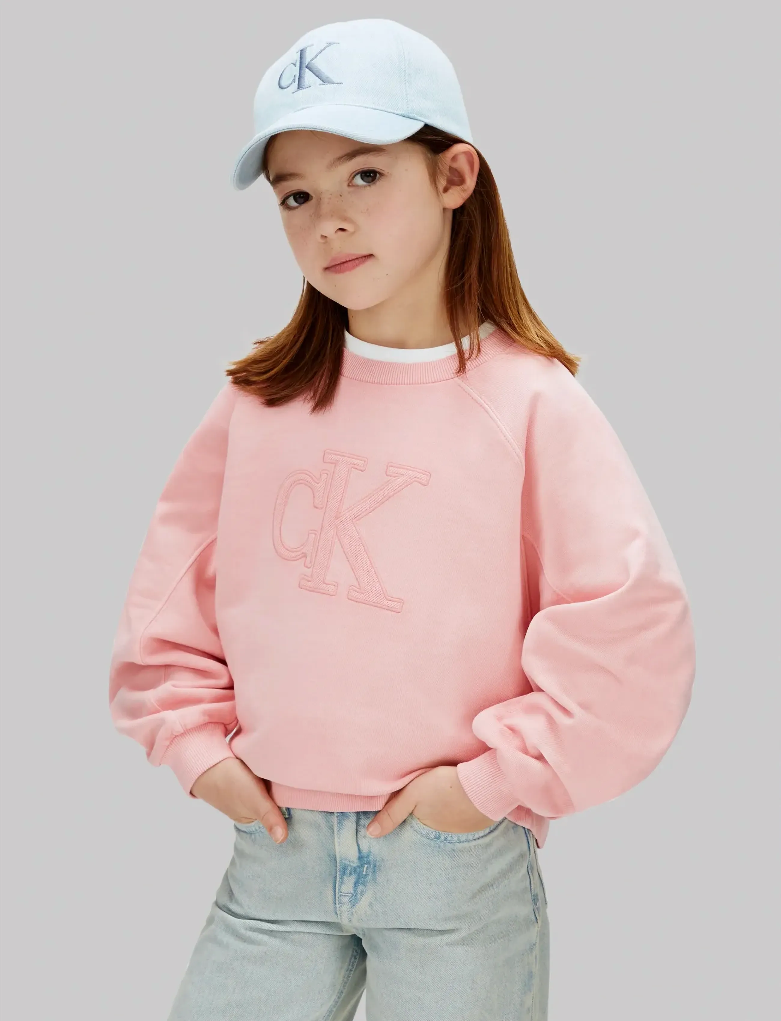 Calvin Klein Ck Logo Sweatshirt, 170, Pink, Sweatshirts & Hættetrøjer > Sweatshirts, Børn