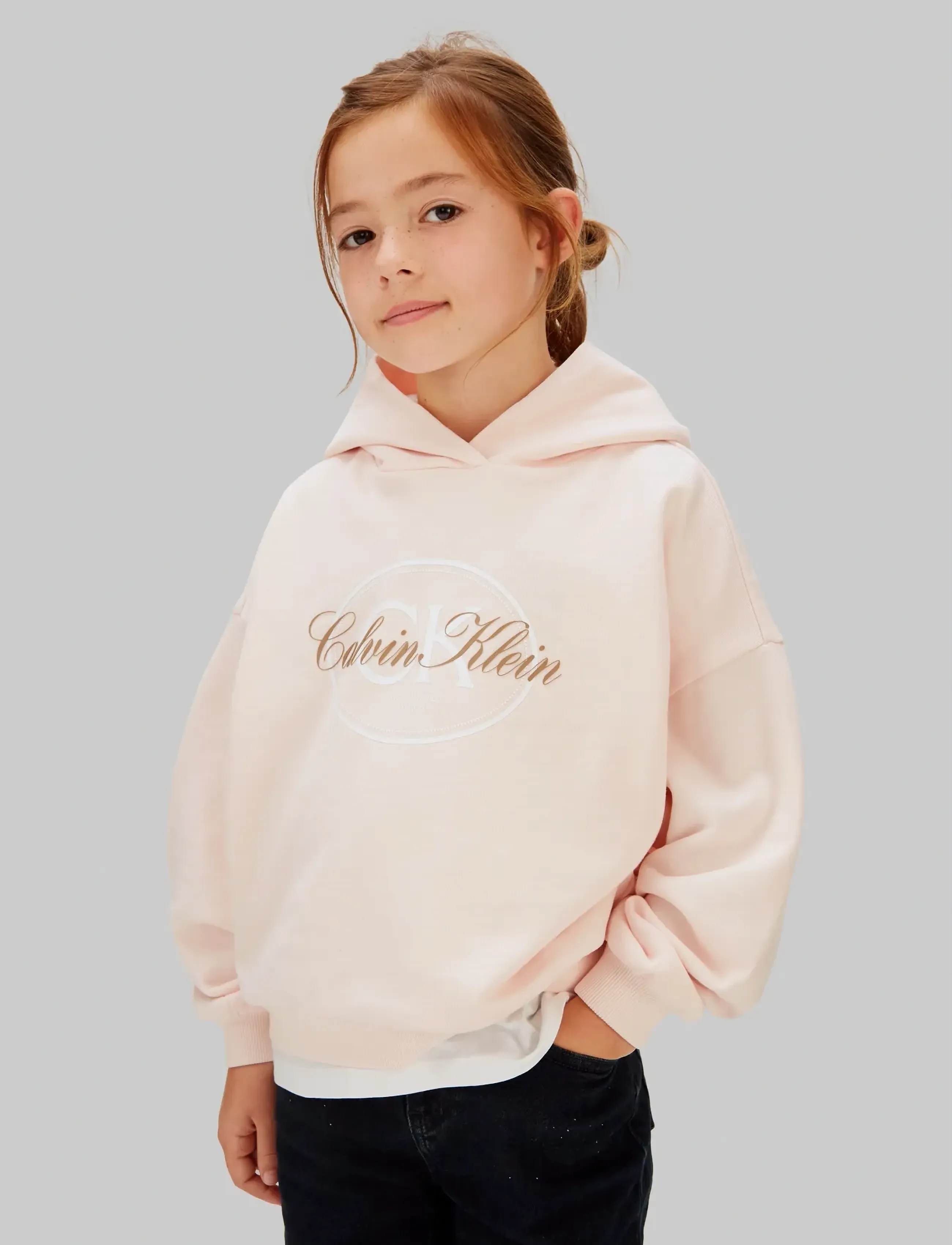 Calvin Klein CK HOODED SWEATSHIRT - Hoodies - PEARL 12-1304 TCX / pink/rose