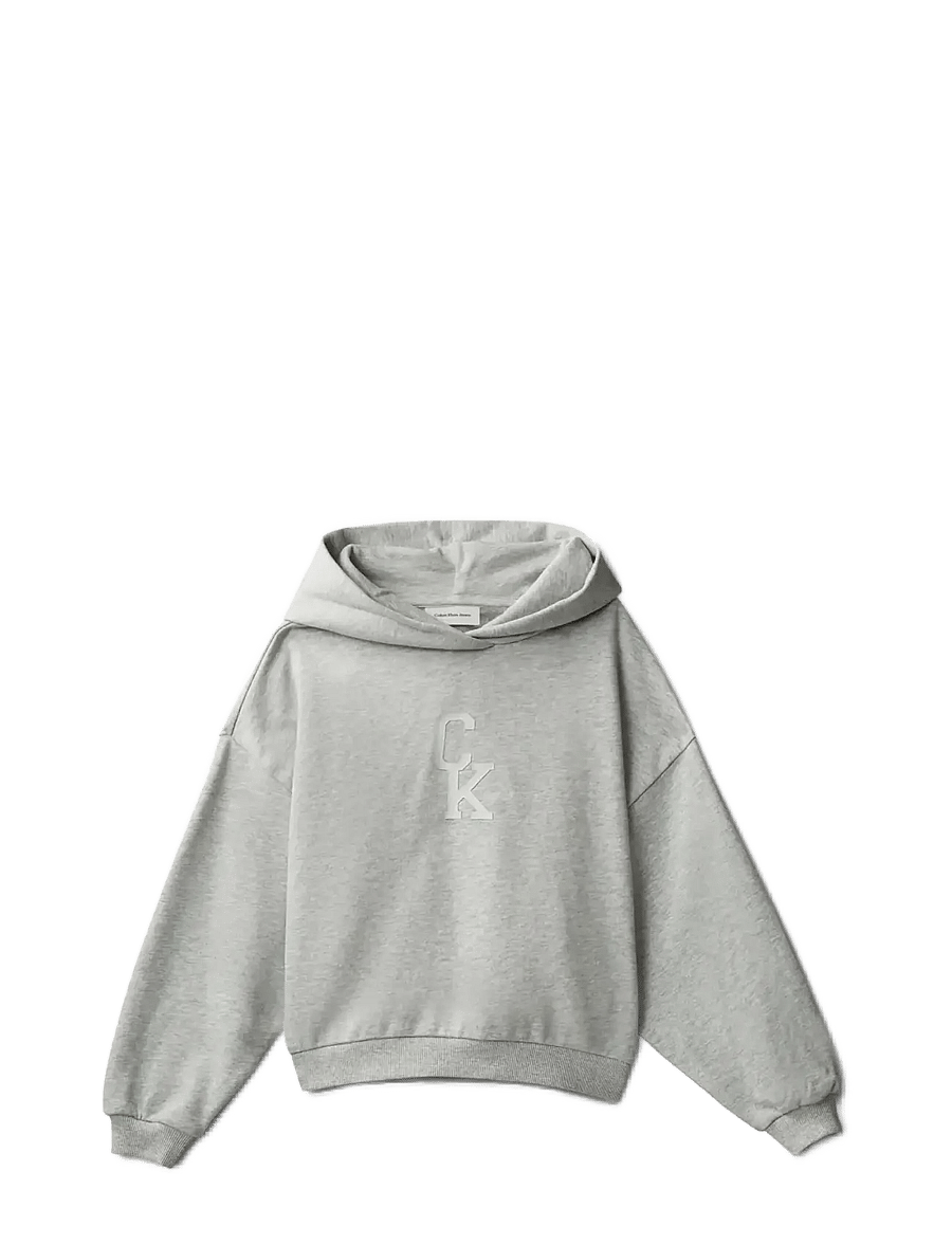Calvin Klein - CK HOODED SWEATSHIRT - kapuutsiga pusad - 3-lt grey heather - 1