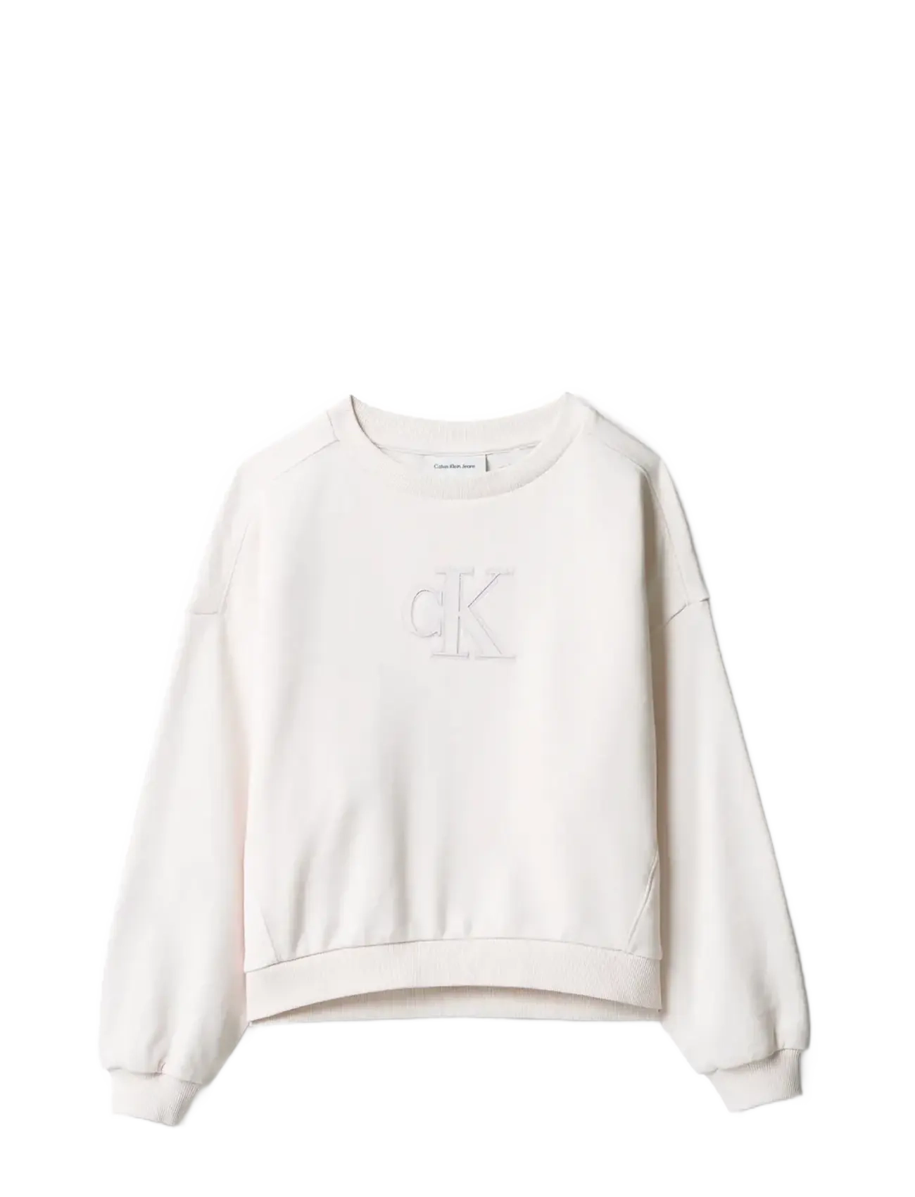 Calvin Klein CK CREWNECK SWEATSHIRT - Børn 98-134 - PEARL 12-1304 TCX / cream