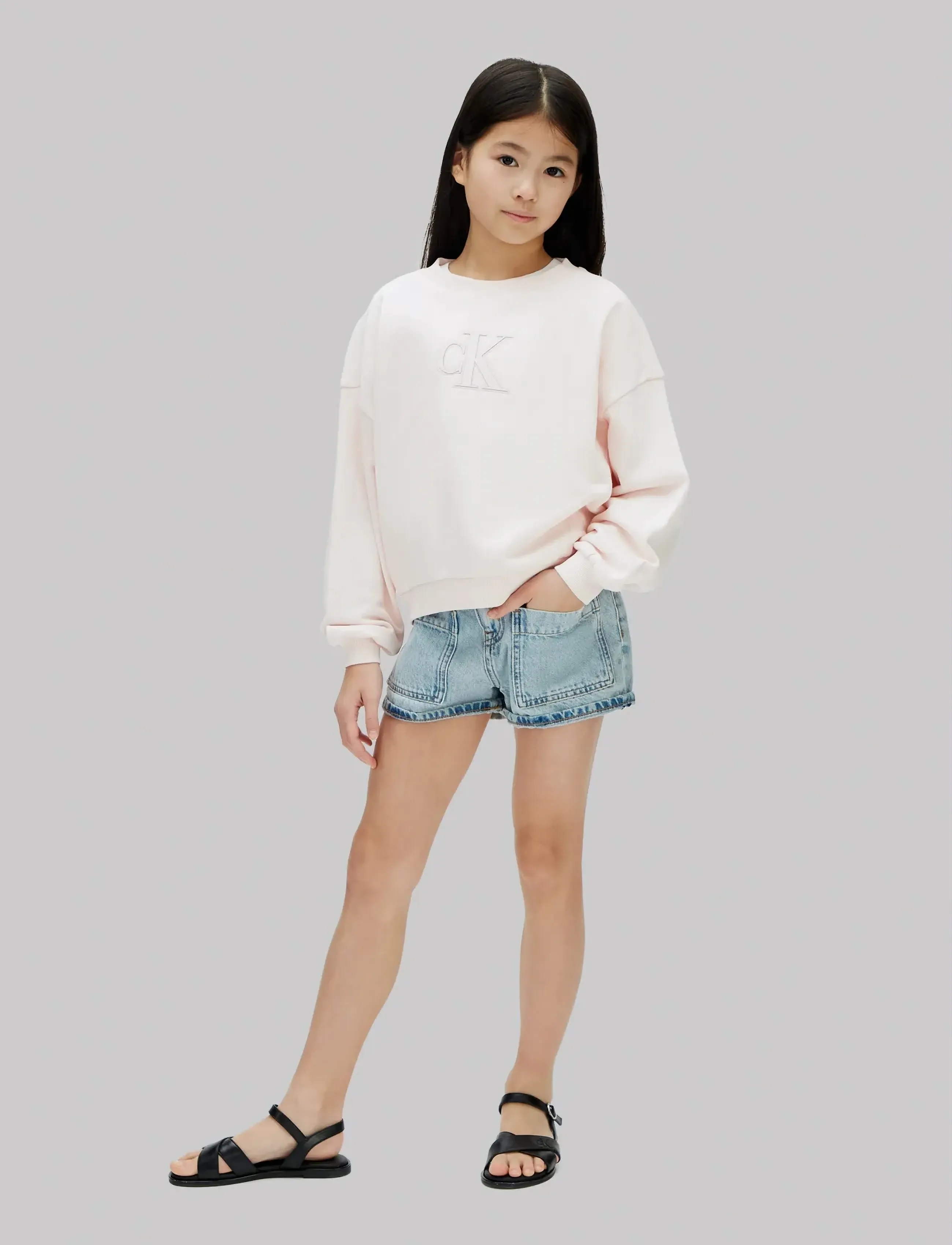 Calvin Klein CK CREWNECK SWEATSHIRT - Oberteile - PEARL 12-1304 TCX / cream
