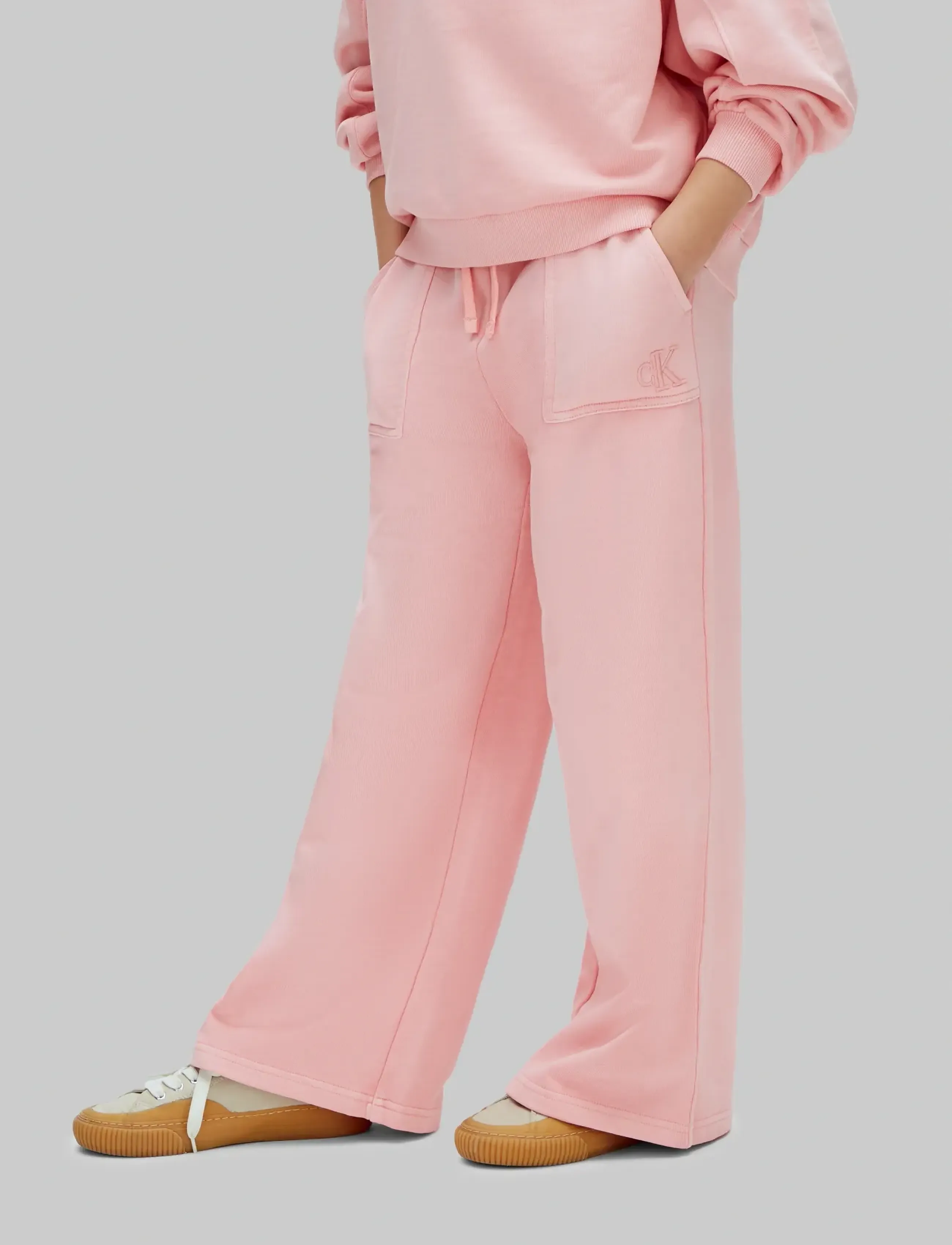 Calvin Klein CK PIGMENT DYED WIDE LEG PANT - Bottoms - QUARTZ PINK 14-1714 TCX / pink/rose
