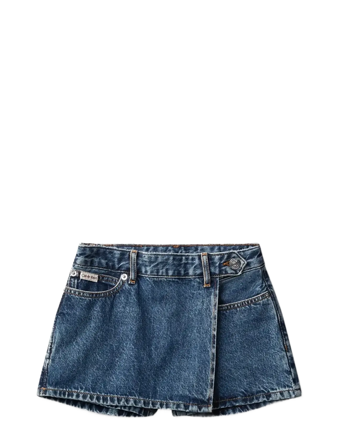 CALVIN KLEIN Denim Wrap Skort Beckford Wash Blau - 128 - Kinder