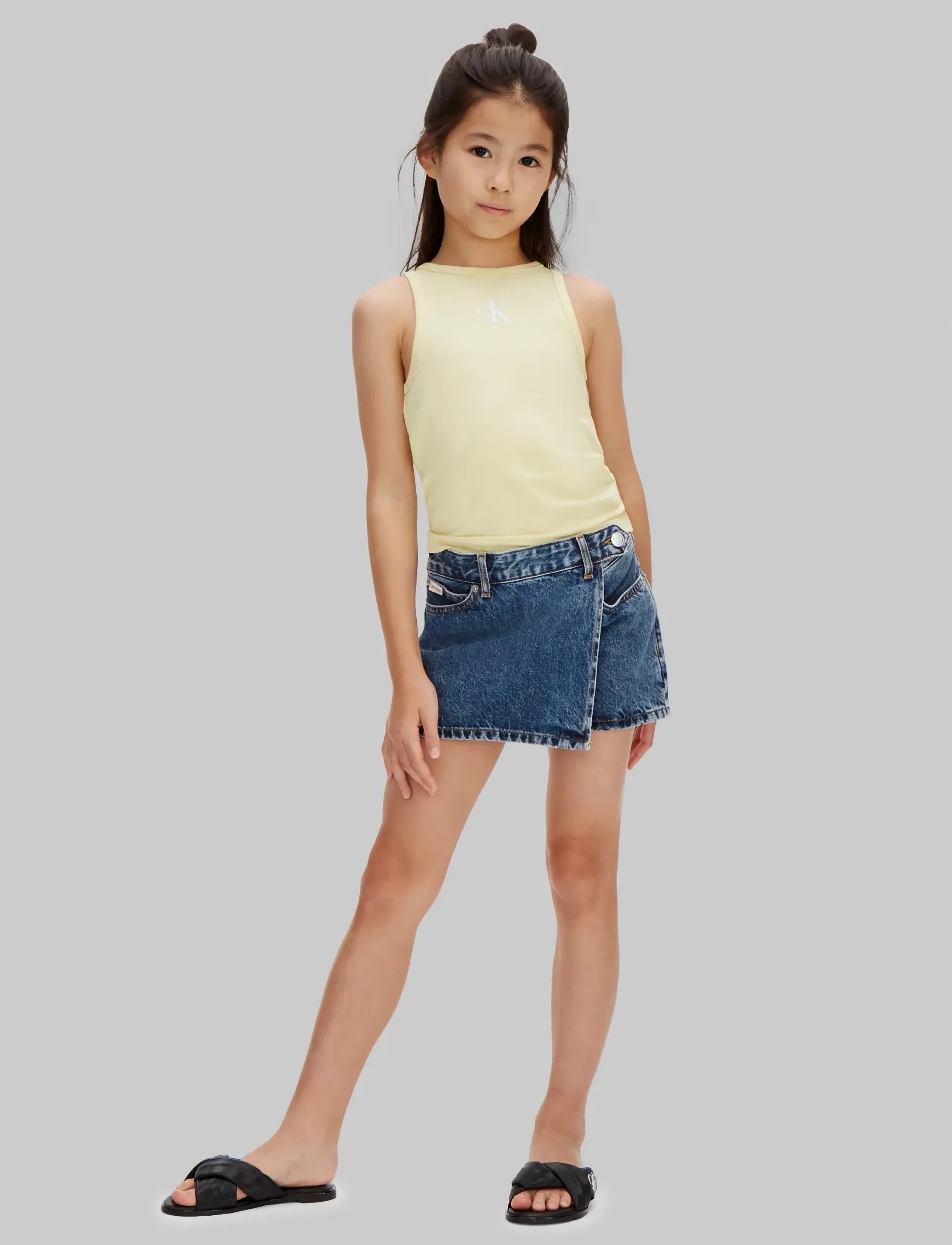 Calvin Klein DENIM WRAP SKORT BECKFORD WASH - Nederdele - BECKFORD WASH / blue
