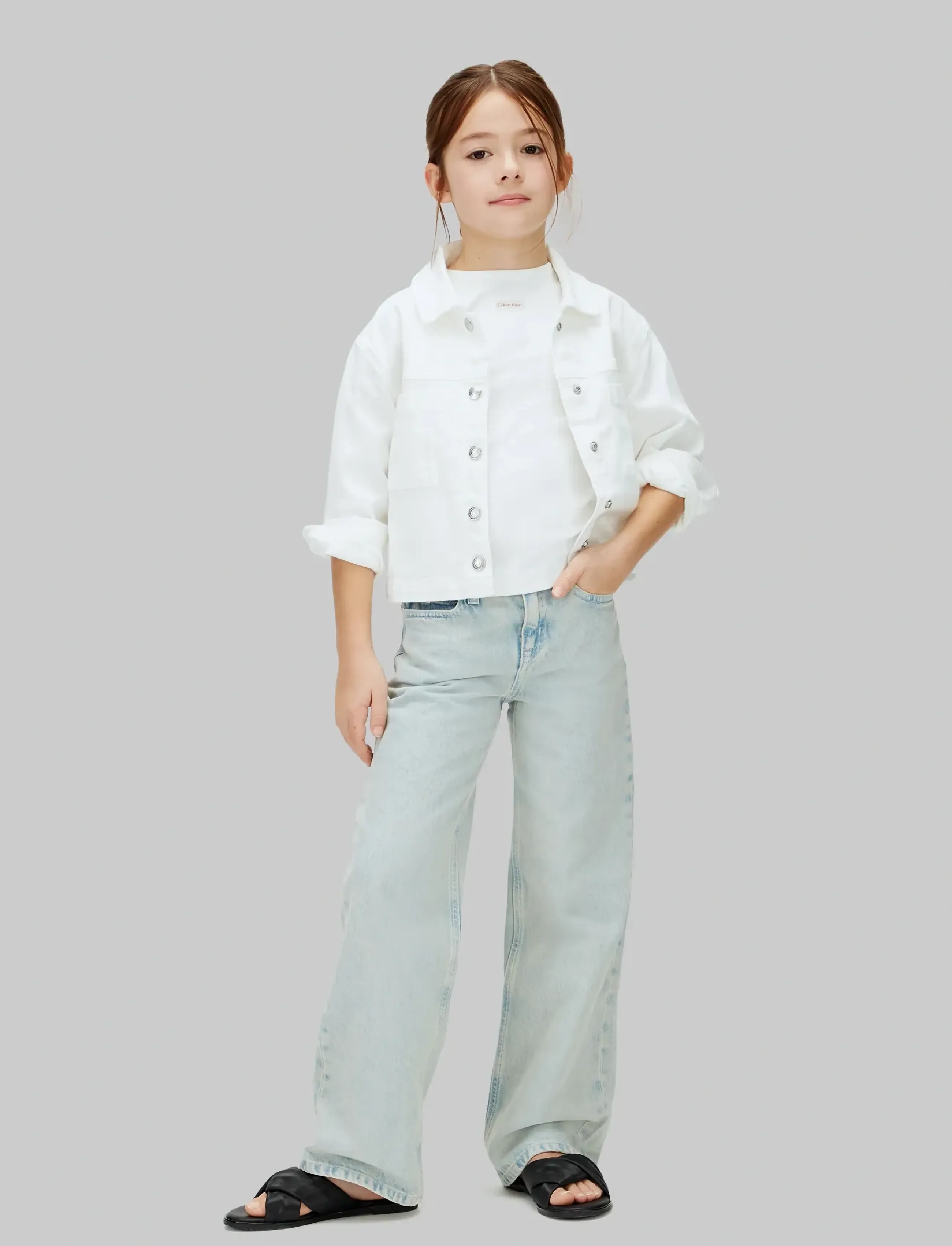Calvin Klein White Denim Jacket, 128, Jackets & Coats, Weiß - Corduroy, Kinder