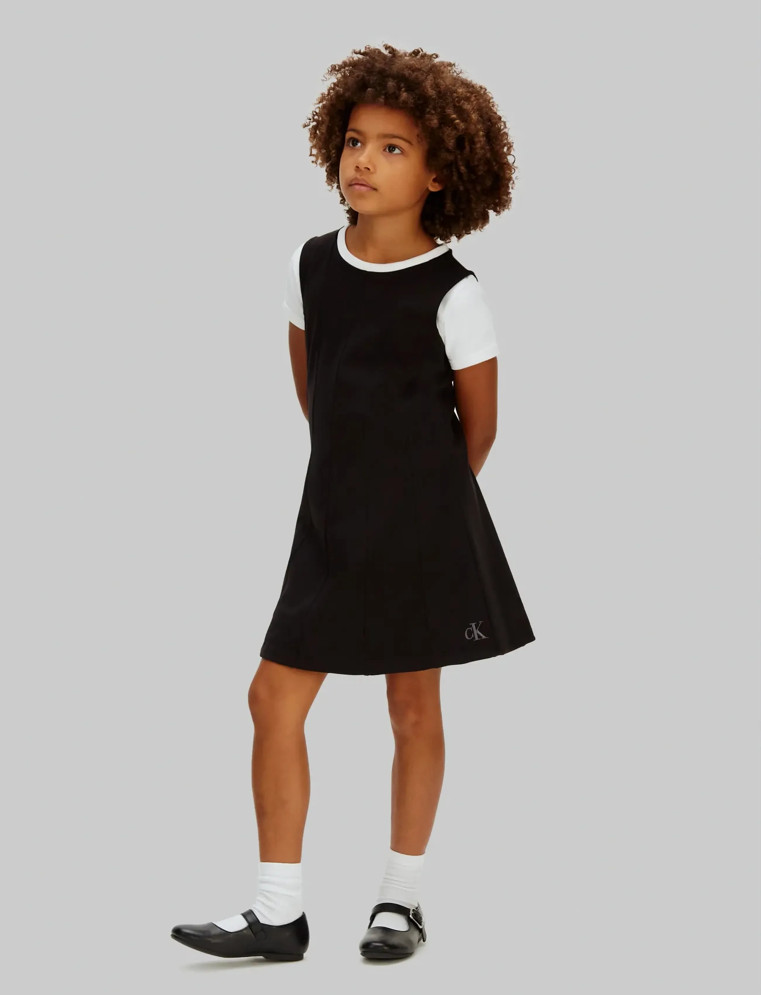 Calvin Klein SEAMED PUNTO PANEL SLVS DRESS - Kjoler - CK BLACK / black