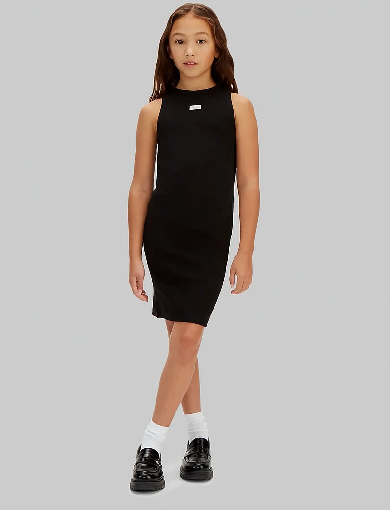 Calvin Klein - RIB SLEEVELESS DRESS - varrukateta vabaaja kleidid - ck black - 2