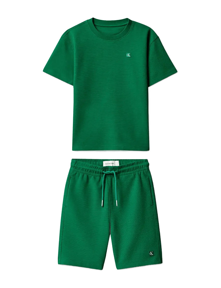 Calvin Klein - OTTOMAN T-SHIRT/SHORTS SET - lühikeste varrukatega t-särkide komplektid - lush meadow 18-5845 tcx - 1