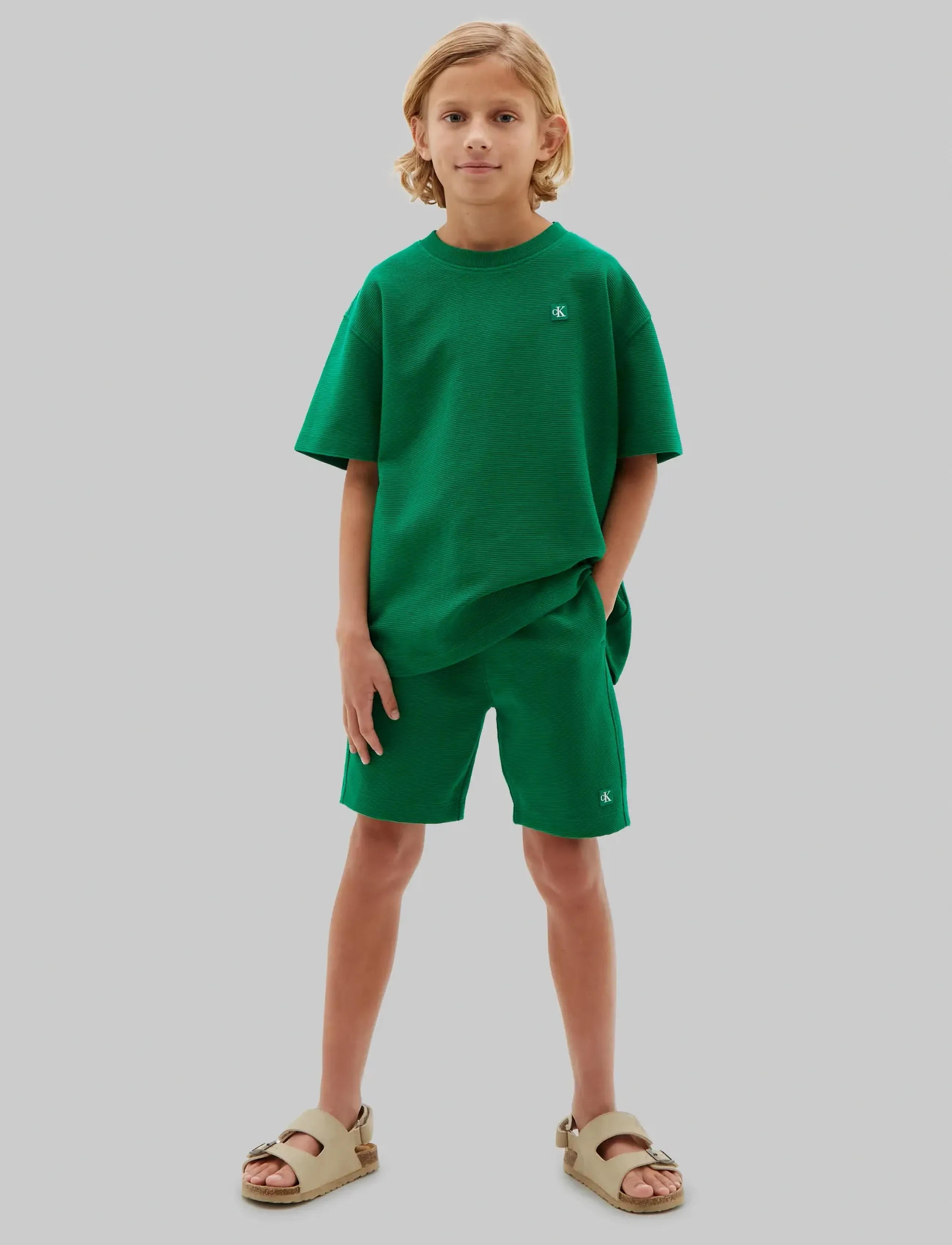 Calvin Klein - OTTOMAN T-SHIRT/SHORTS SET - sett með stuttermabol - lush meadow 18-5845 tcx - 3