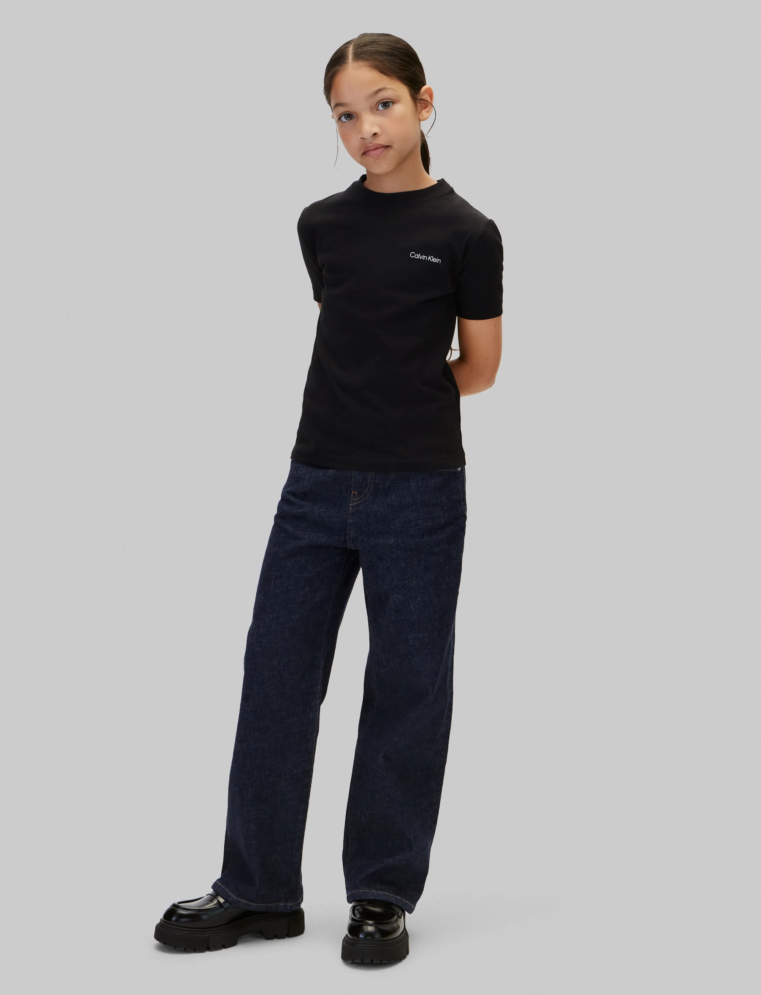 Calvin Klein Small Chest Inst.logo Ss T-Shirt, Børn, Logo Kortærmet T-Shirt, Sort, Str: 152 x 12