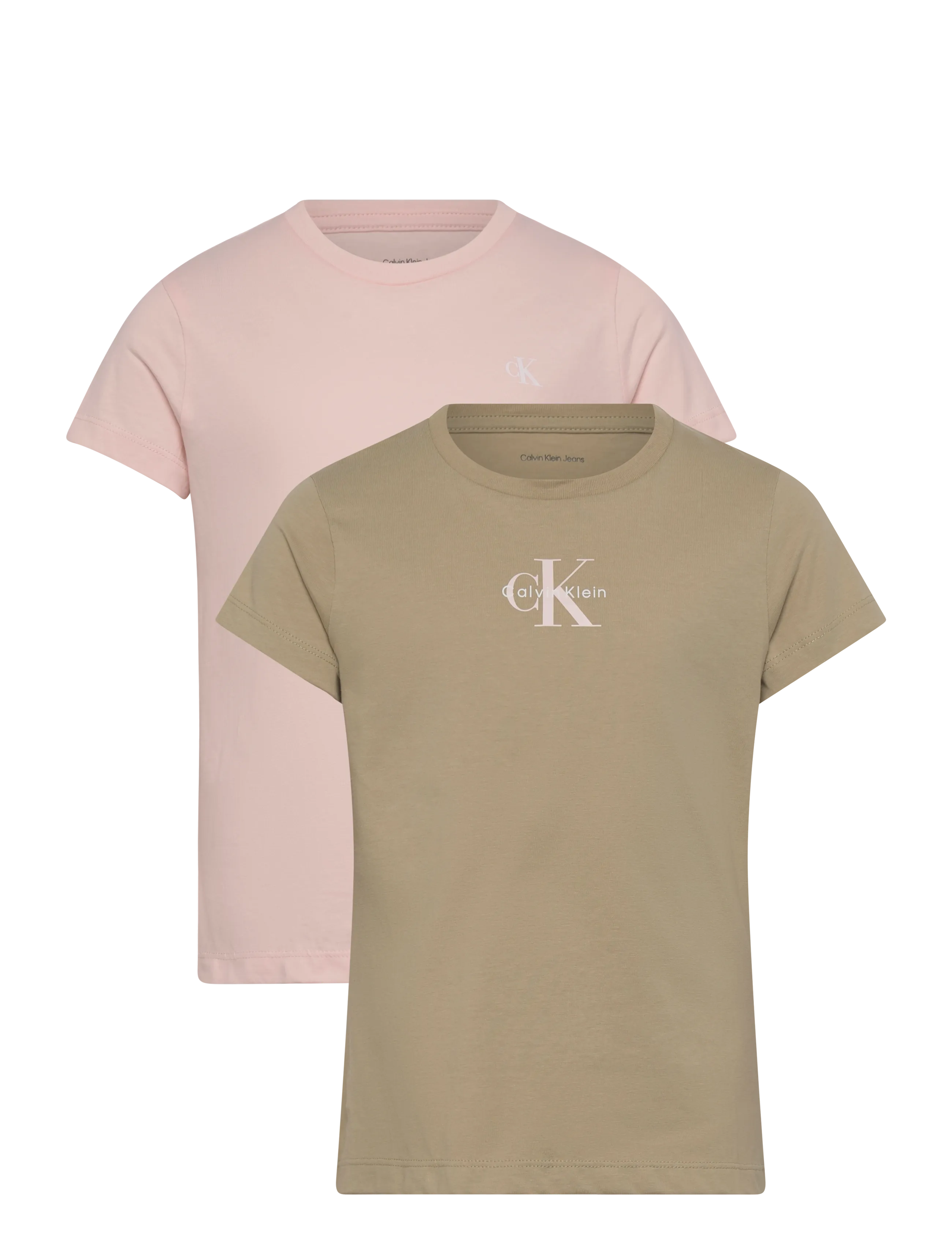 Calvin Klein 2-PACK SLIM MONOLOGO T-SHIRT - Topid ja T-särgid - ELM MANGANOCALCITE / beige