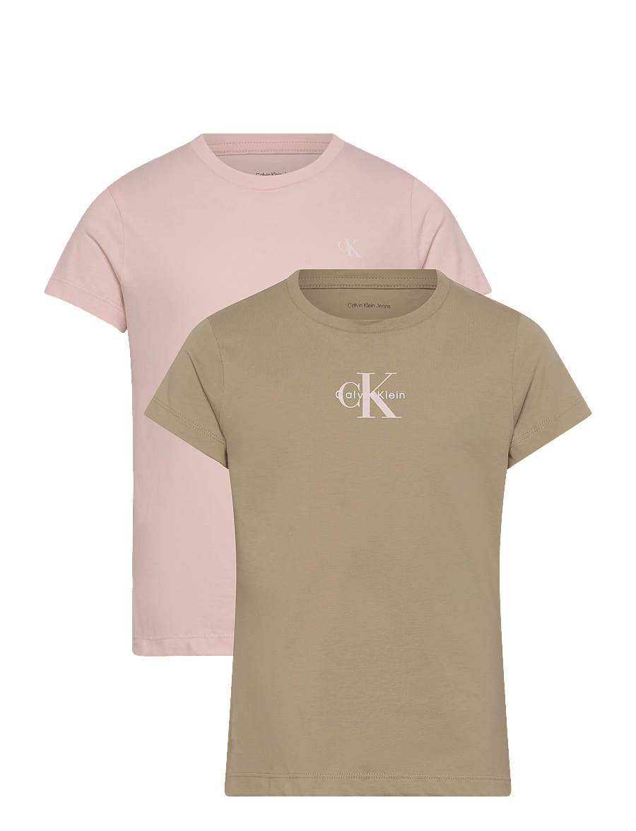 Calvin Klein - 2-PACK SLIM MONOLOGO T-SHIRT - marškinėliai trumpomis rankovėmis - elm manganocalcite - 0