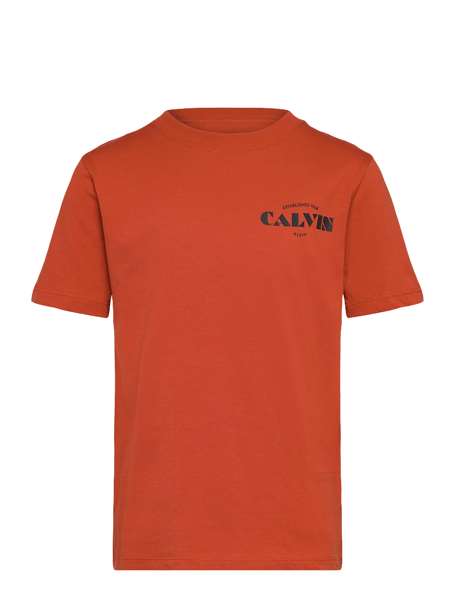 Calvin Klein - CALVIN SMALL CHEST PRINT TEE SS - kortærmede t-shirts - orange balloon - 1