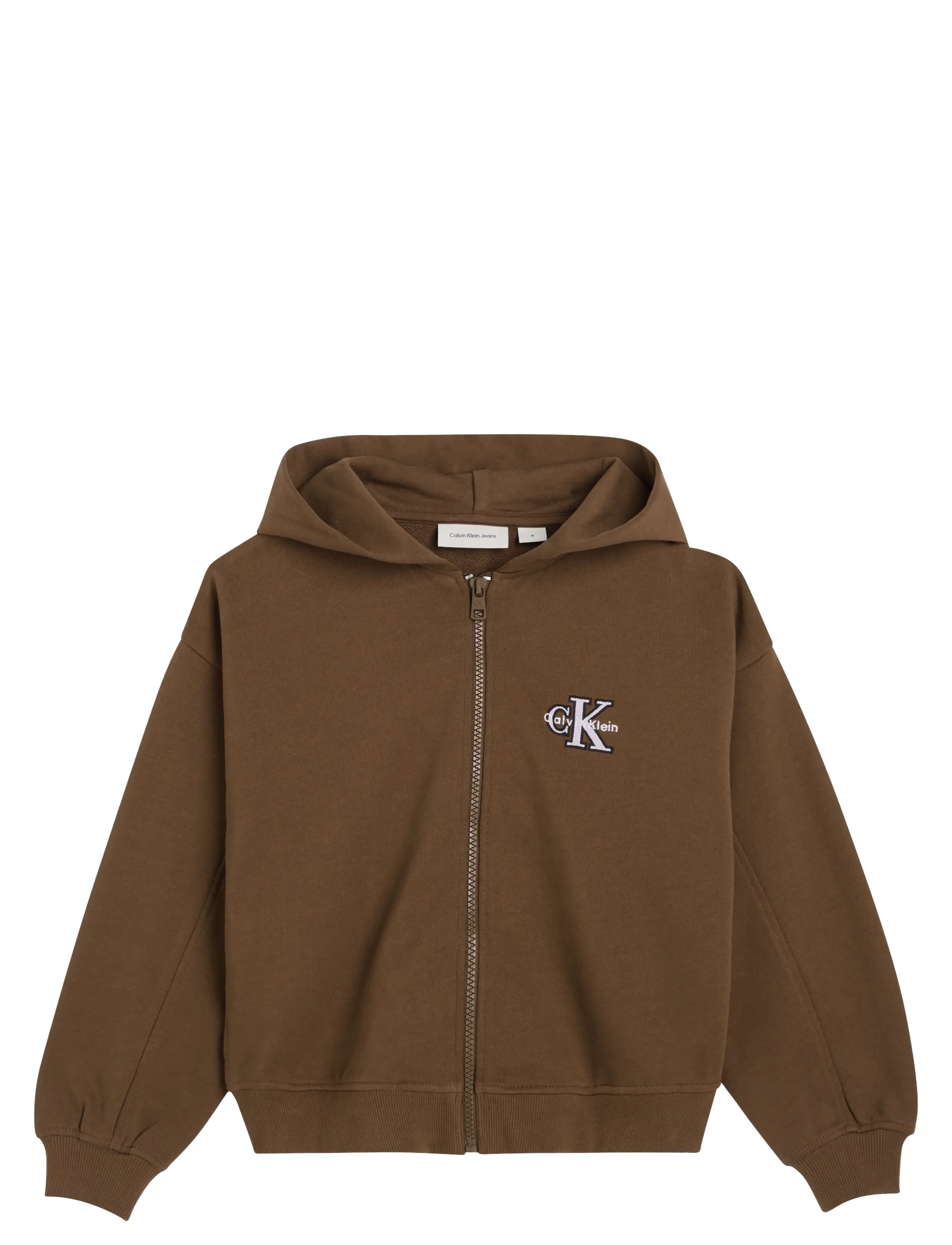 Calvin Klein TERRY MONOLOGO ZIP UP HOODIE - Back to school - ROCKY ROAD / brown