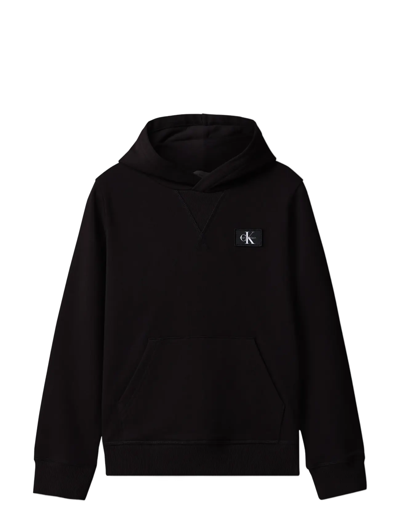 Calvin Klein TERRY CK WOVEN LABEL HOODIE - Kapuzenpullover - PVH BLACK / black