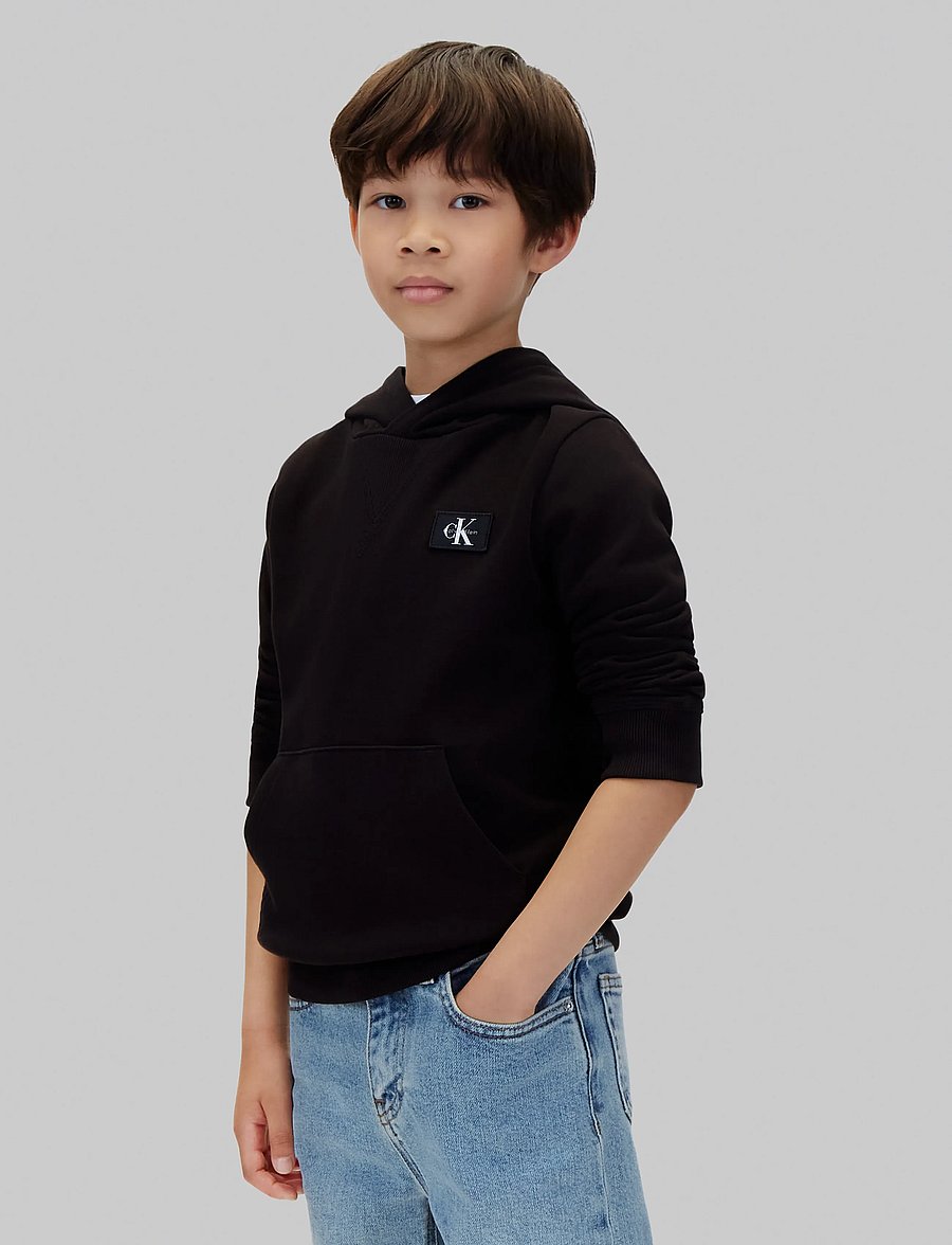 Calvin Klein - TERRY CK WOVEN LABEL HOODIE - kapuutsiga pusad - pvh black - 0