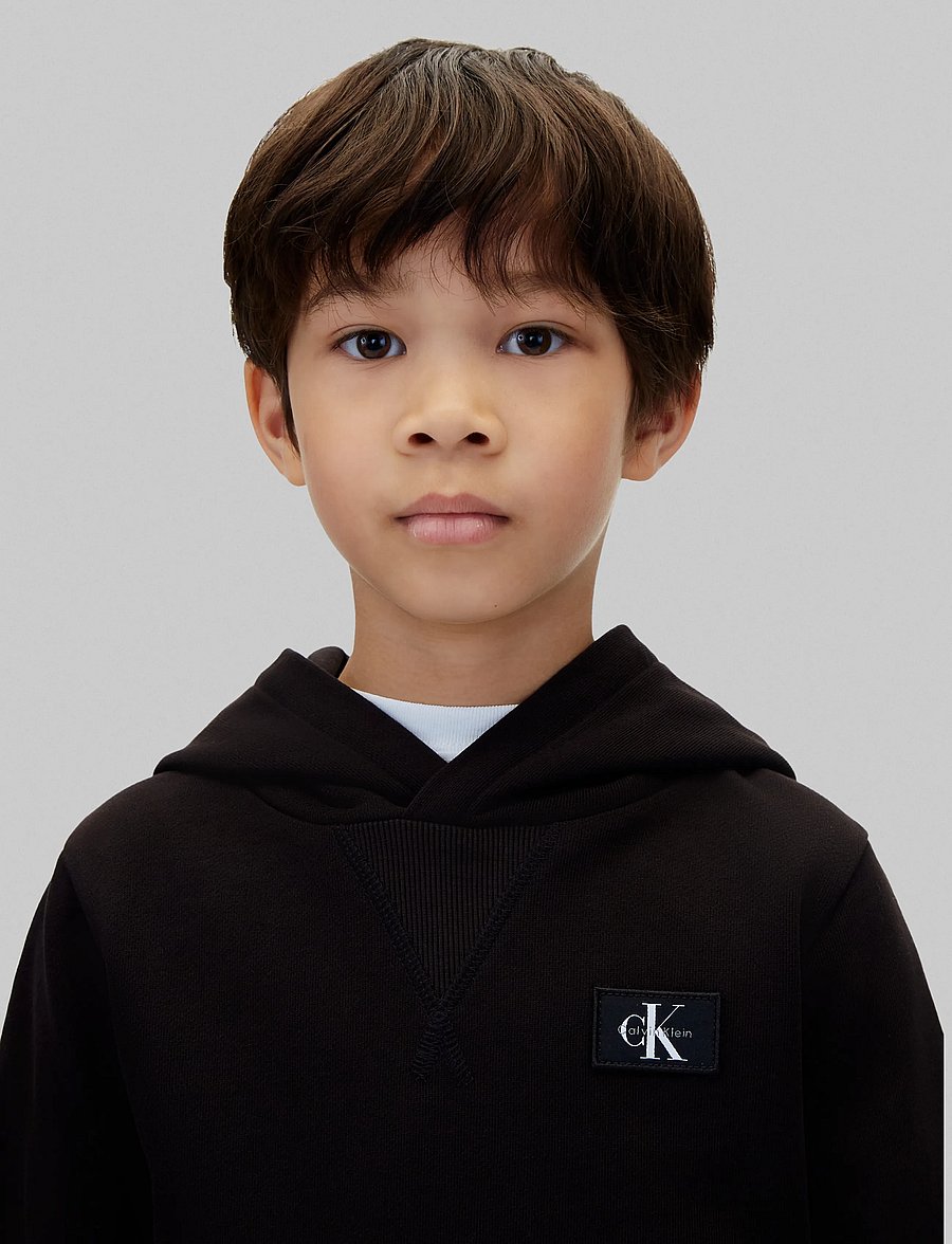 Calvin Klein - TERRY CK WOVEN LABEL HOODIE - kapuutsiga pusad - pvh black - 4