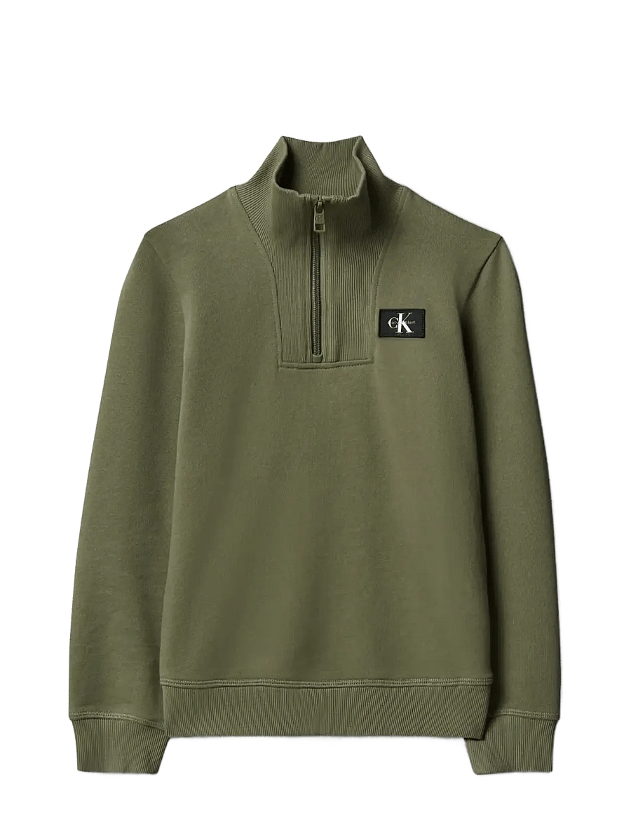 Calvin Klein - TERRY CK WOVEN LABEL HALF ZIP - sweatshirts - dusty olive - 1