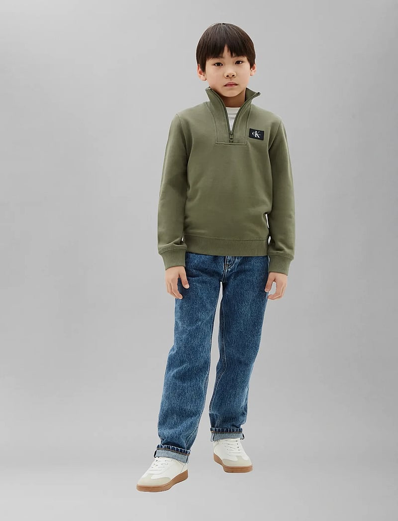 Calvin Klein - TERRY CK WOVEN LABEL HALF ZIP - collegepaidat - dusty olive - 5