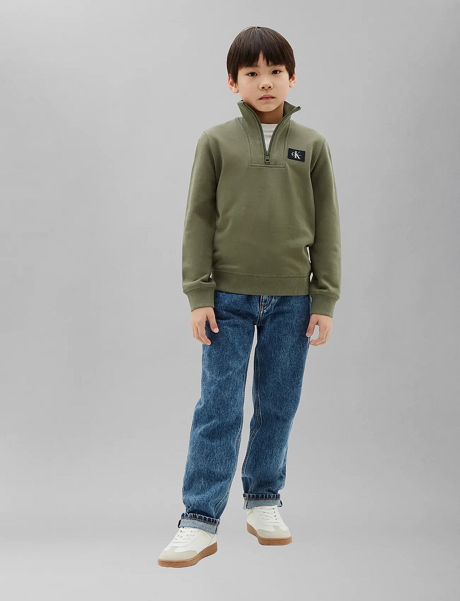 Calvin Klein - TERRY CK WOVEN LABEL HALF ZIP - sweatshirts - dusty olive - 5