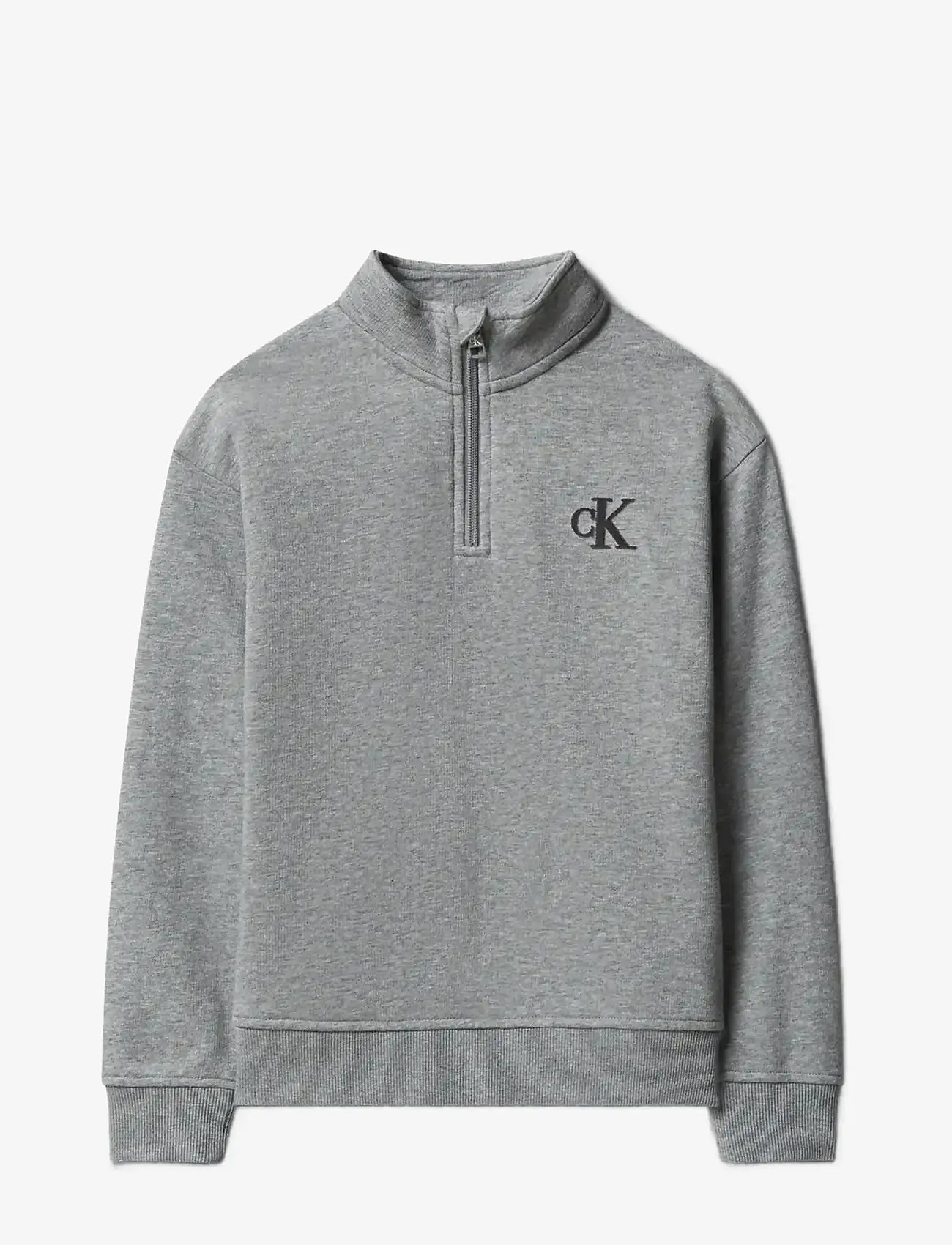 Calvin Klein - TERRY MONOGRAM FLOCK HALF ZIP - sweatshirts - medium grey heather - 1