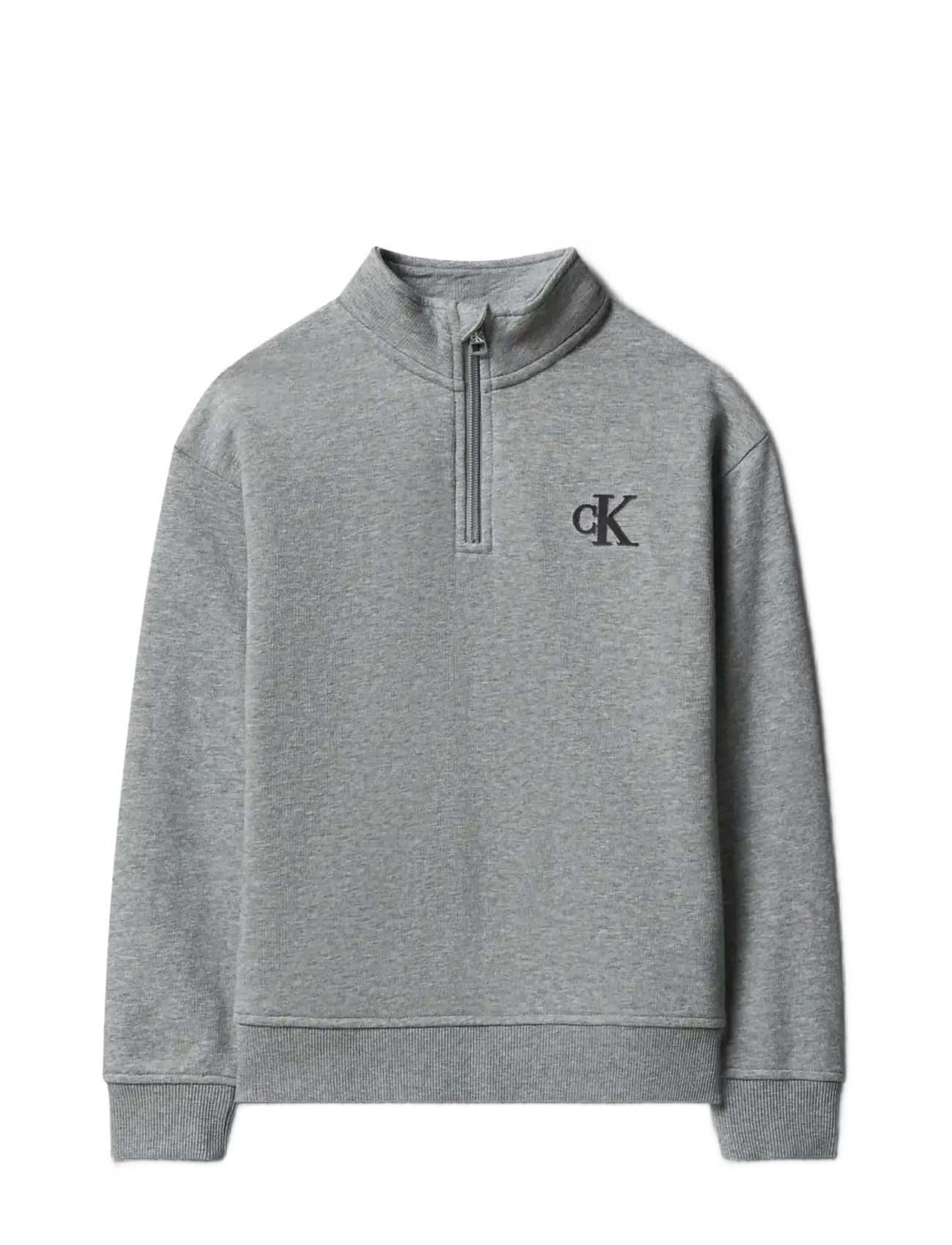 Calvin Klein TERRY MONOGRAM FLOCK HALF ZIP - Overdele - MEDIUM GREY HEATHER / grey