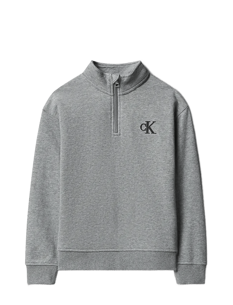 Calvin Klein - TERRY MONOGRAM FLOCK HALF ZIP - sweatshirts - medium grey heather - 1