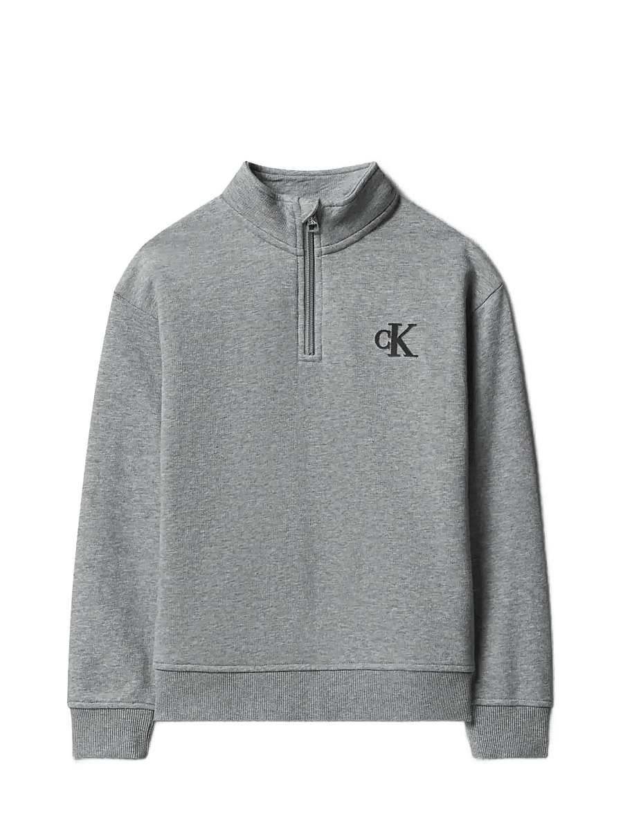 Calvin Klein - TERRY MONOGRAM FLOCK HALF ZIP - džemperiai - medium grey heather - 1