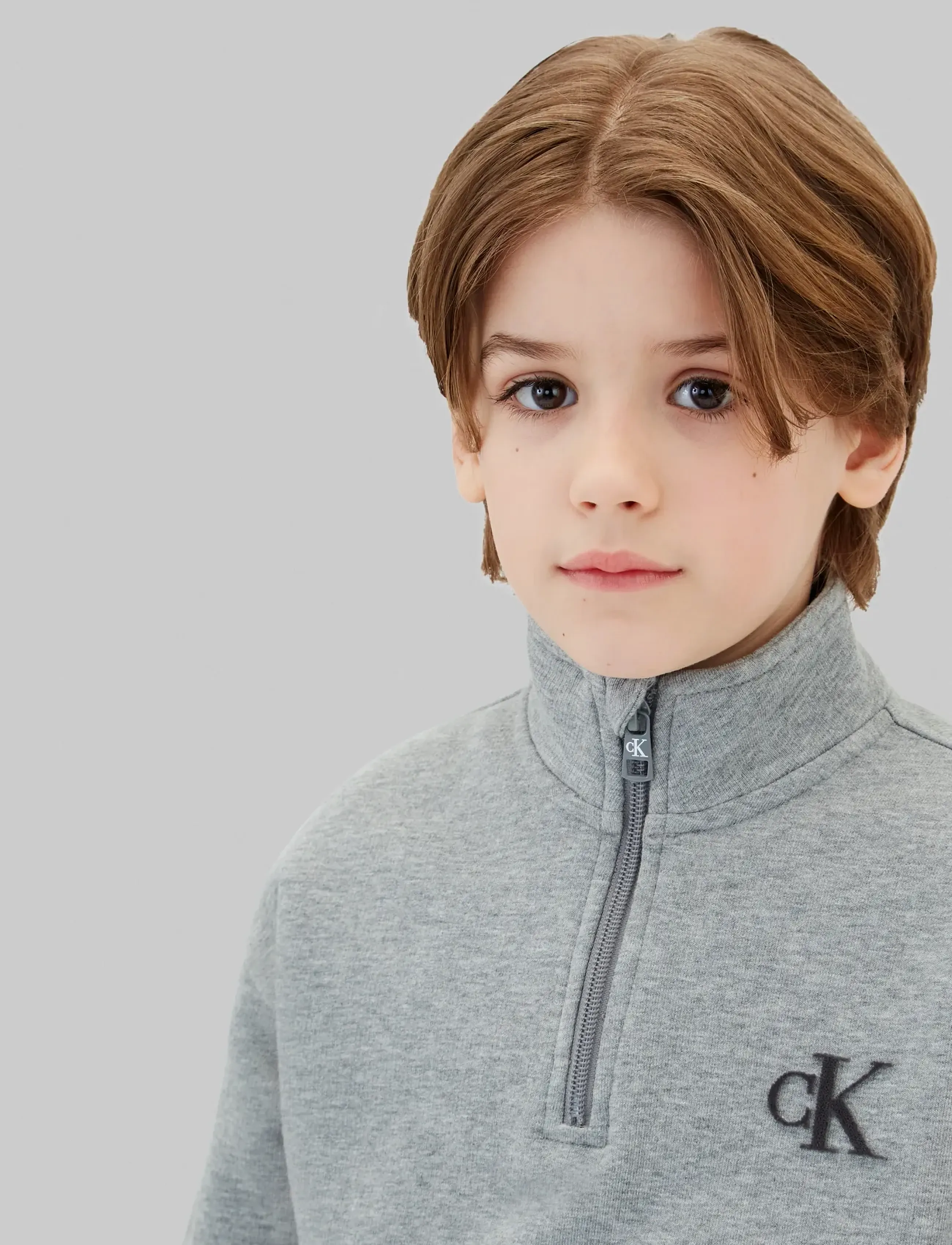 Calvin Klein - TERRY MONOGRAM FLOCK HALF ZIP - džemperiai - medium grey heather - 3