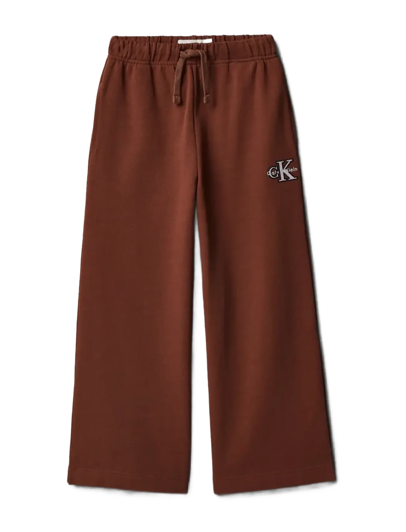 Calvin Klein MONOLOGO WIDE LEG SWEATPANT - Joggingbroek - ROCKY ROAD / brown