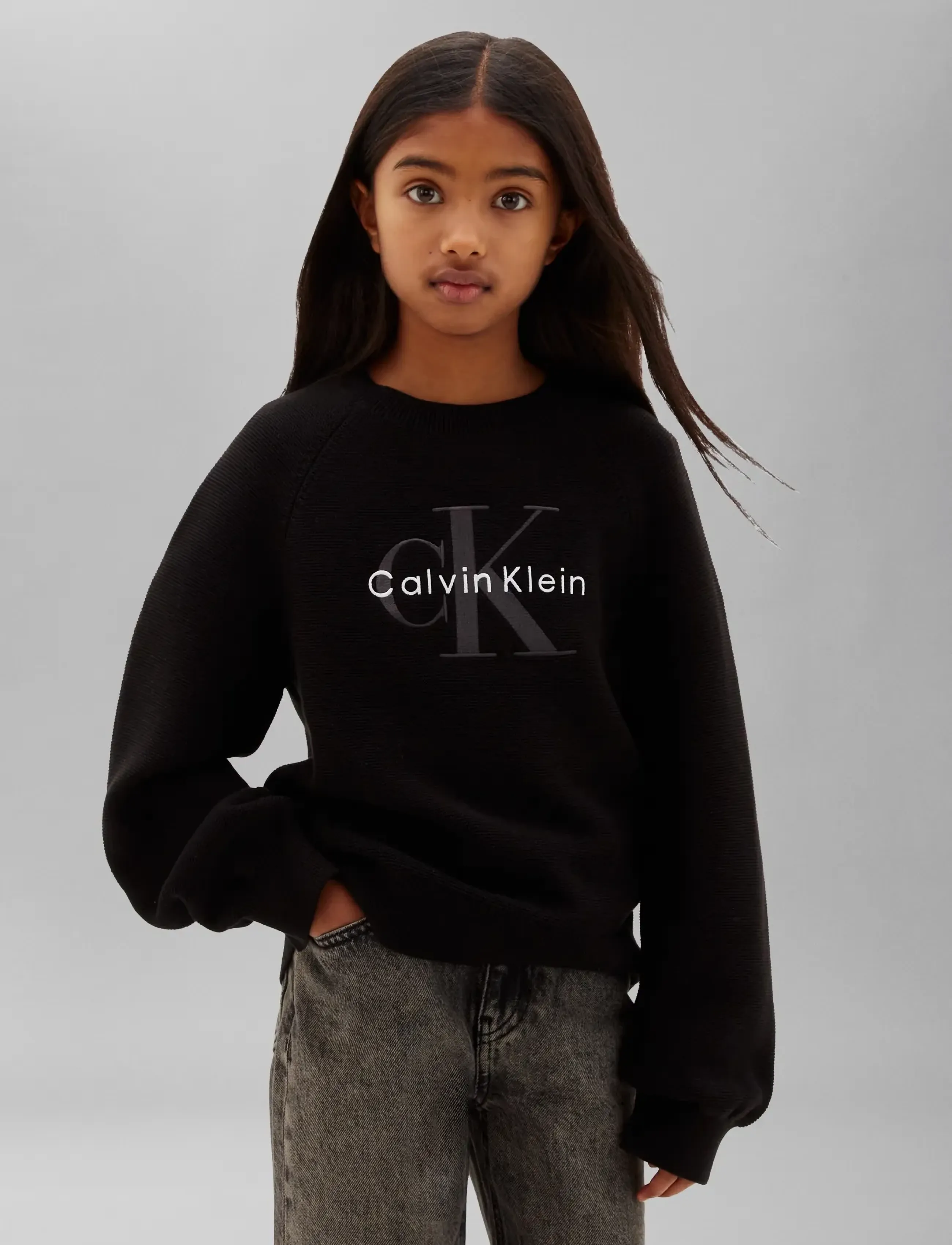 Calvin Klein MONOLOGO FASHION CN SWEATER - Sweatshirts & Huvtröjor - PVH BLACK / black