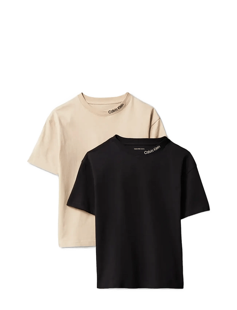 Calvin Klein - 2 PACK EMBRO LOGO SS TEE - lühikeste varrukatega t-särgid - humus pvhblack - 1