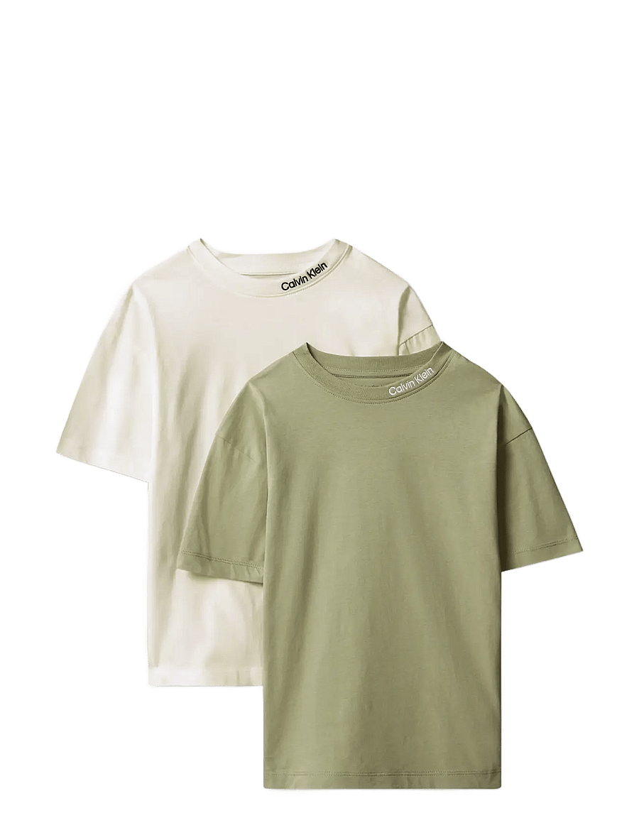 Calvin Klein - 2-PACK EMBRO LOGO T-SHIRT SS - kurzärmelige - turtledove oilgreen - 1