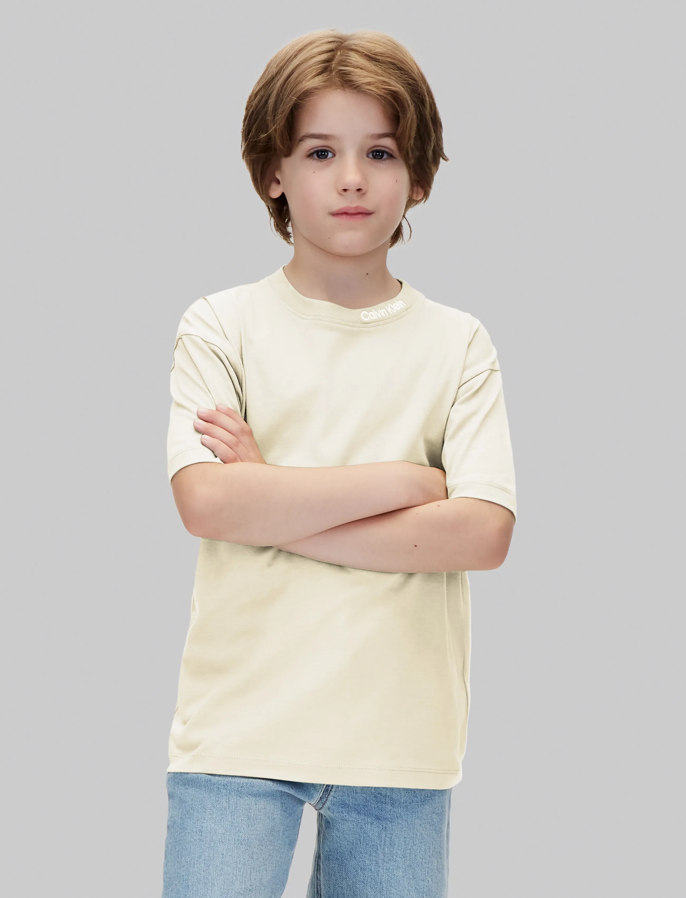 Calvin Klein 2-PACK EMBRO LOGO T-SHIRT SS - Calvin Klein - TURTLEDOVE   OILGREEN / cream