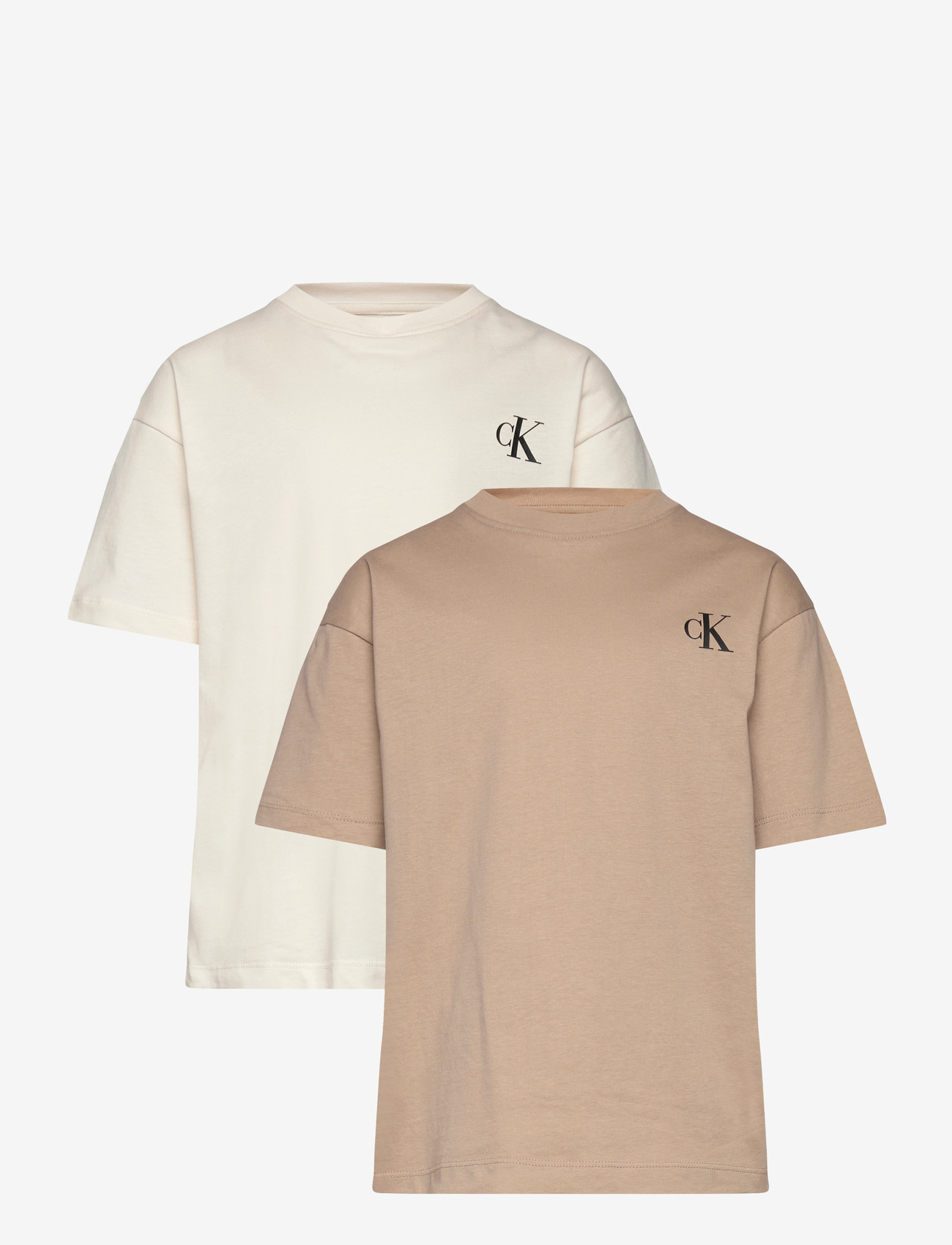 Calvin Klein - 2-PACK MONOGRAM T-SHIRT SS - lühikeste varrukatega t-särgid - tofu hummus - 0