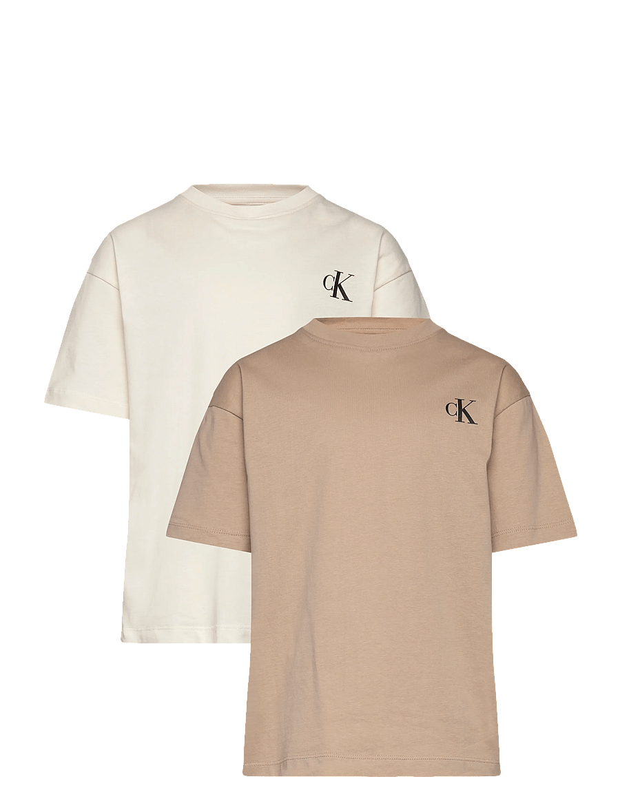Calvin Klein - 2-PACK MONOGRAM T-SHIRT SS - lühikeste varrukatega t-särgid - tofu hummus - 1