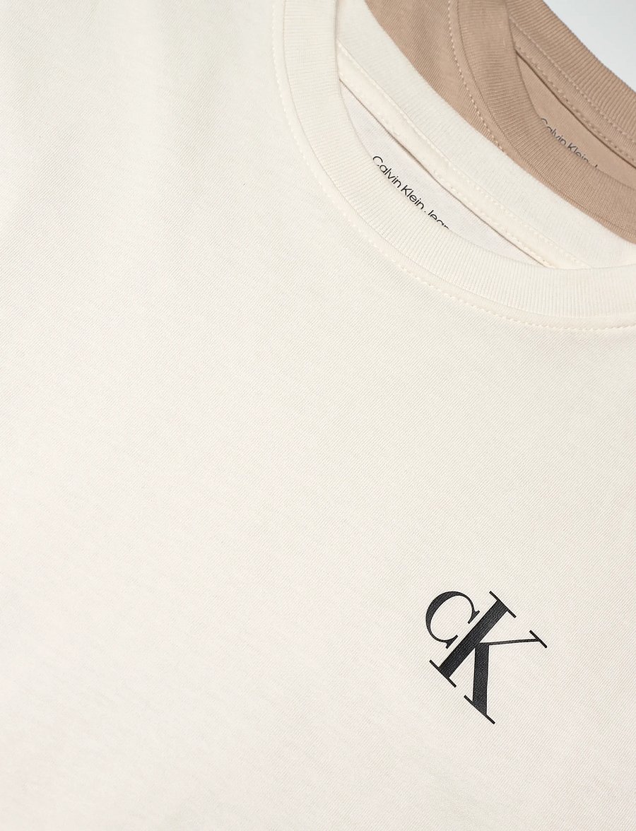Calvin Klein - 2-PACK MONOGRAM T-SHIRT SS - lühikeste varrukatega t-särgid - tofu hummus - 5