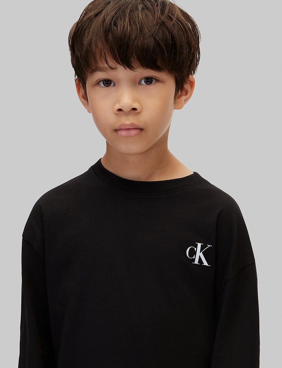 Calvin Klein - 2-PACK MONOGRAM T-SHIRT LS - långärmade t-shirts - black white - 4