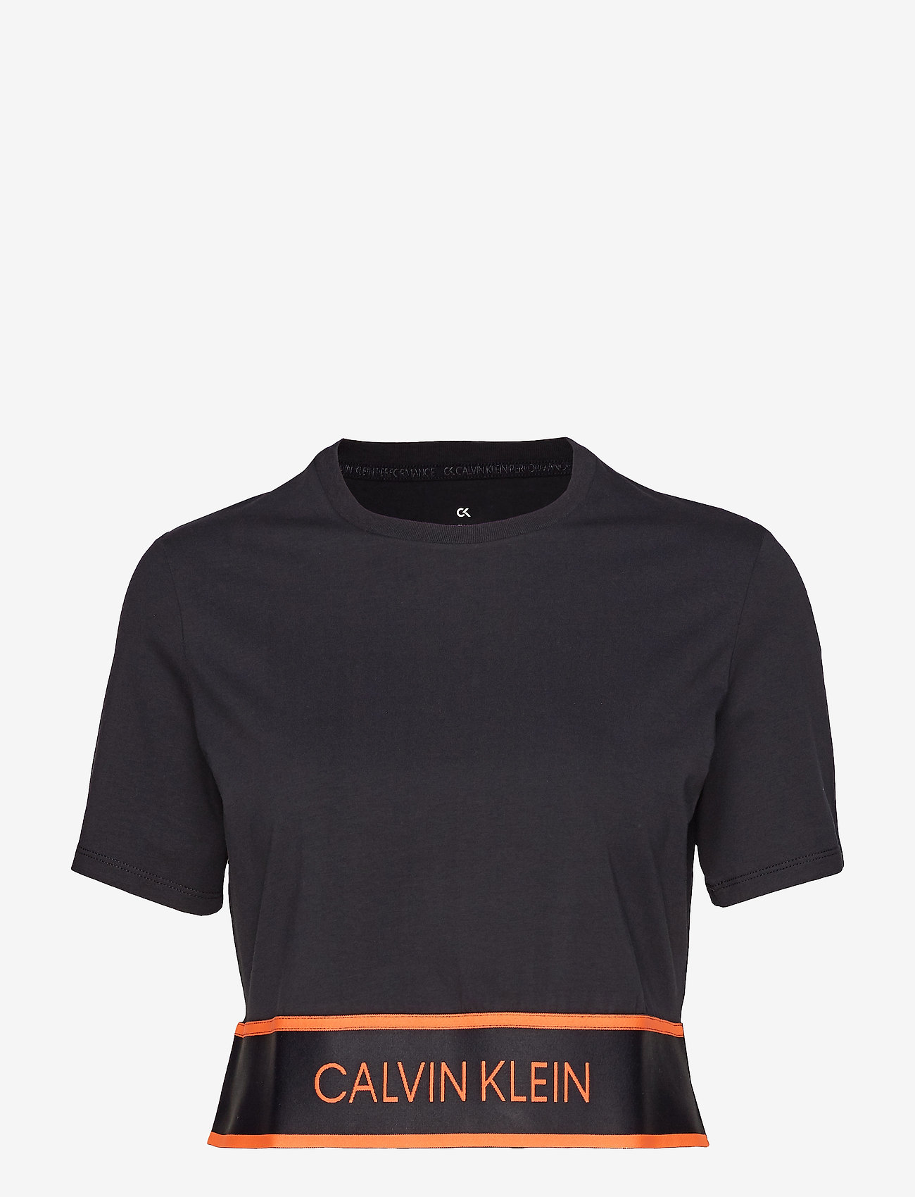 Calvin Klein Performance - CROP SS TEE - ck black/fiery coral - 0