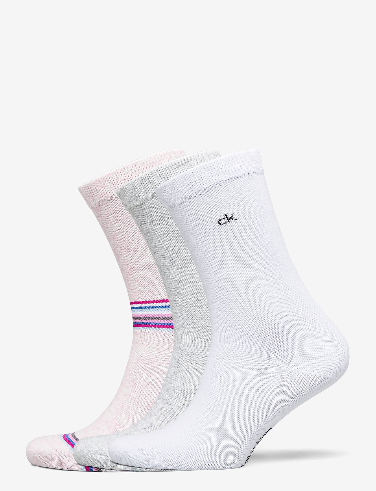 Calvin Klein - CK WOMEN CREW 3P ANKLE STRIPE - pink combo - 0