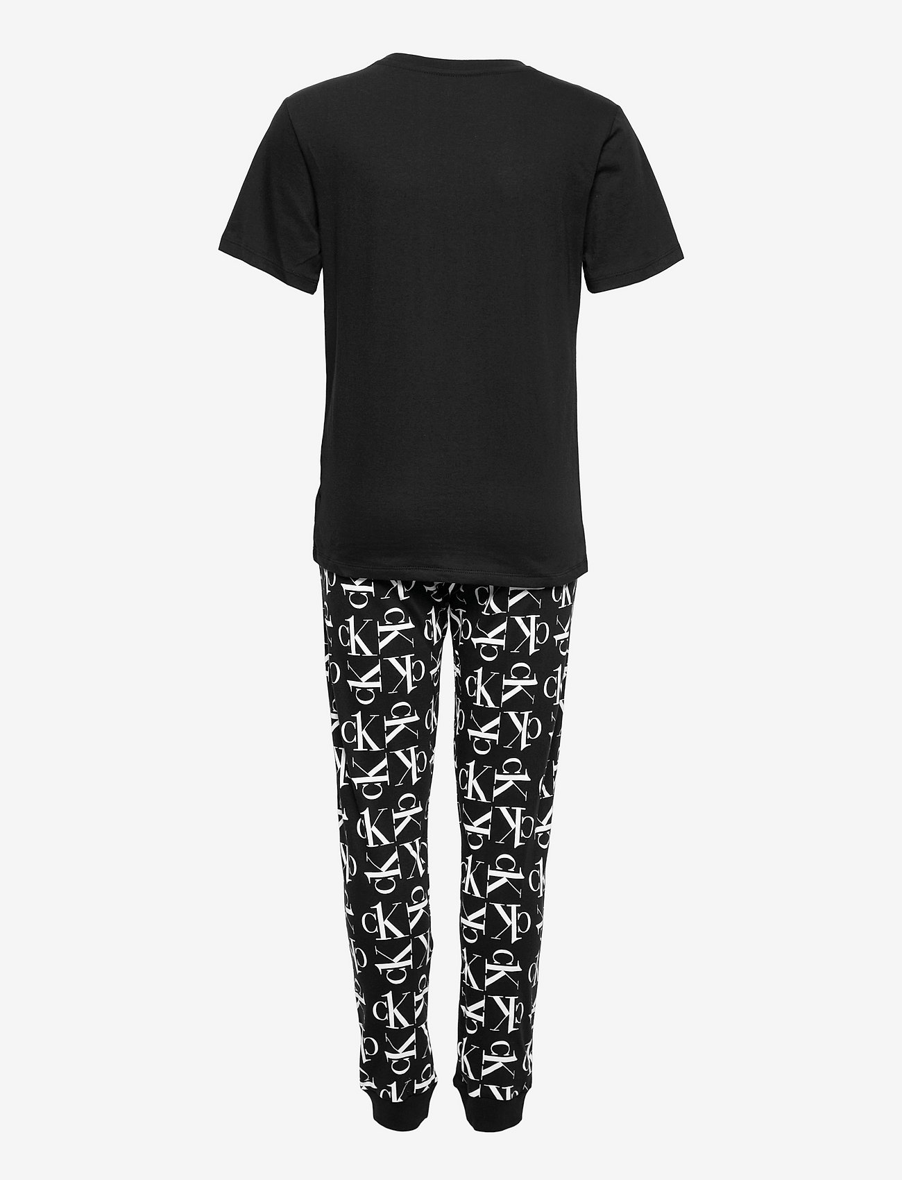 Calvin Klein - KNIT PJ SET (SS+CUFFED PANT) - pvhblack/w/ckrepeatblackaop - 1